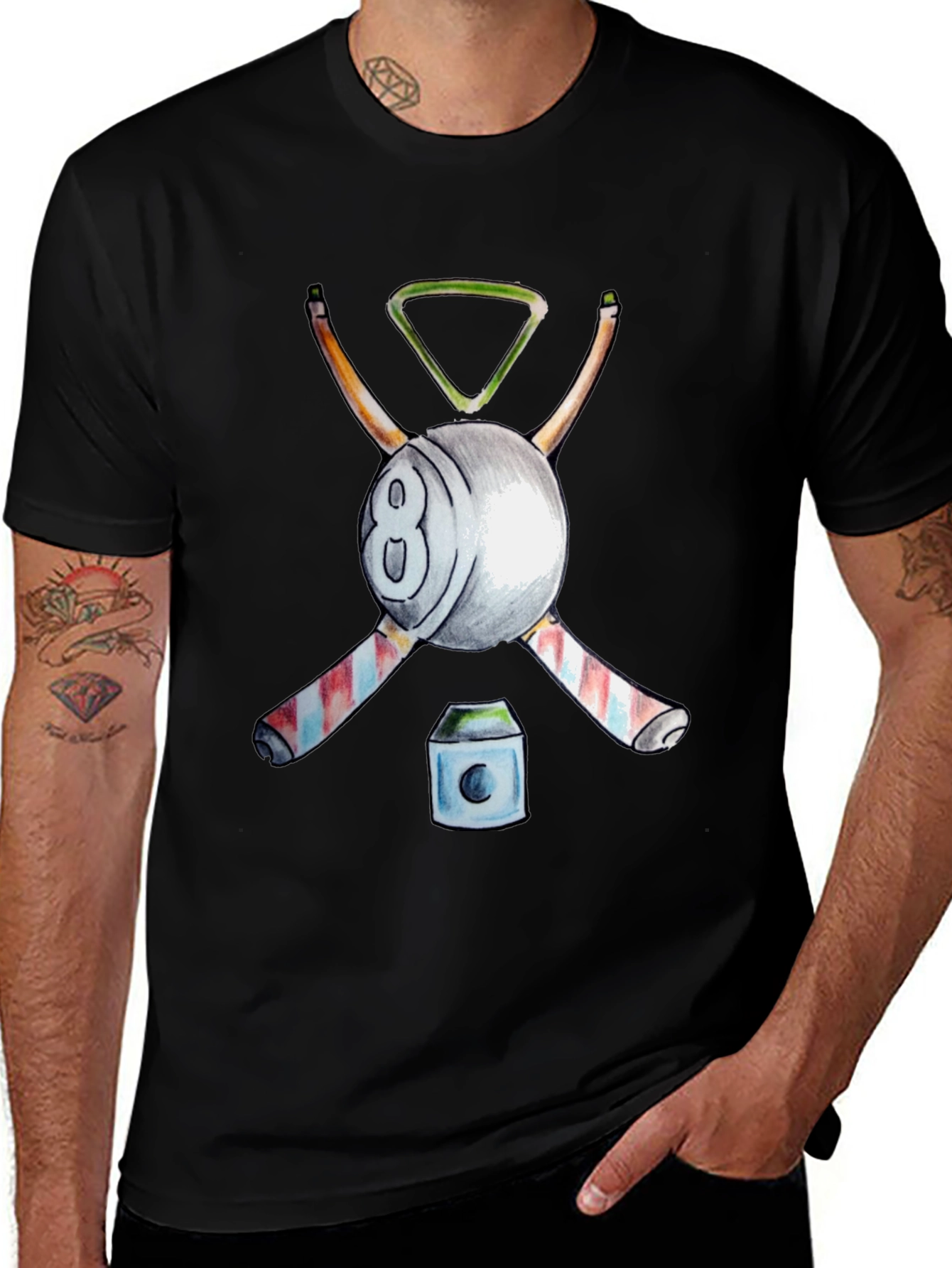 Variant 23 of Billiards T-Shirt - 8 Ball Cue Rack Design