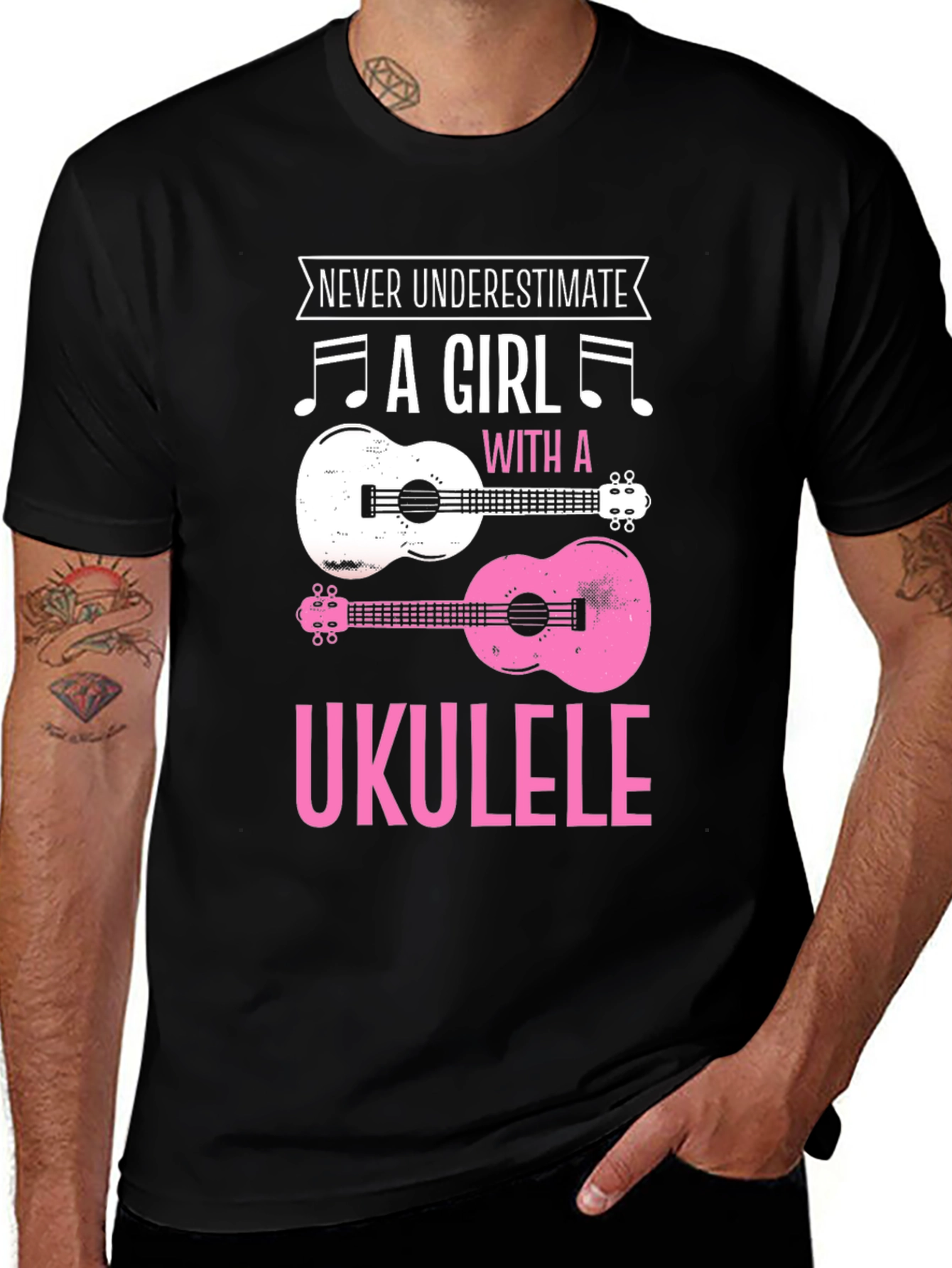 Variant 19 of Never Underestimate Girl With Ukulele Graphic Tee
