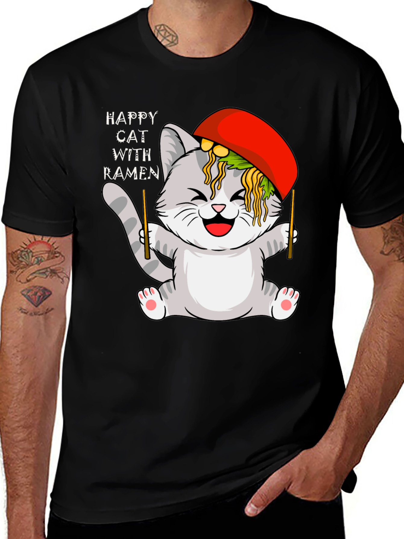 Variant 19 of Happy Cat Ramen Graphic T-Shirt