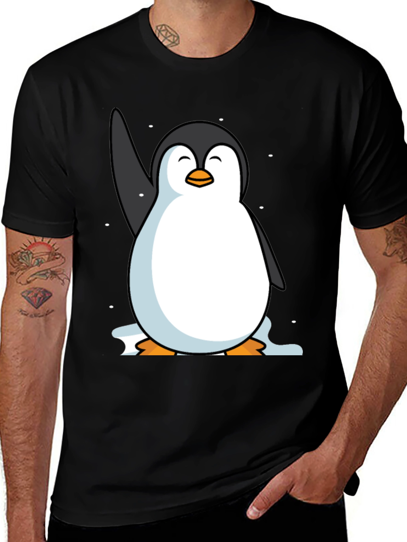 Variant 29 of Penguin Graphic Tee - Black Cotton Casual Shirt