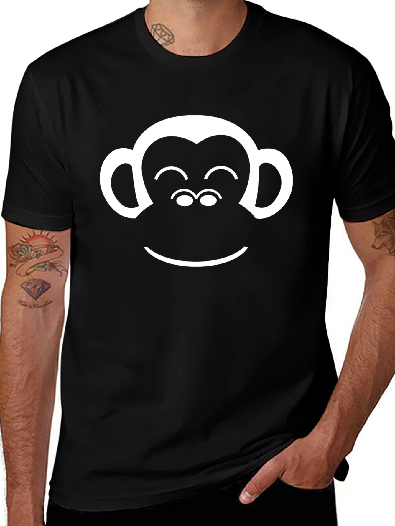 Variant 2 of Smiling Monkey Graphic Tee - Black