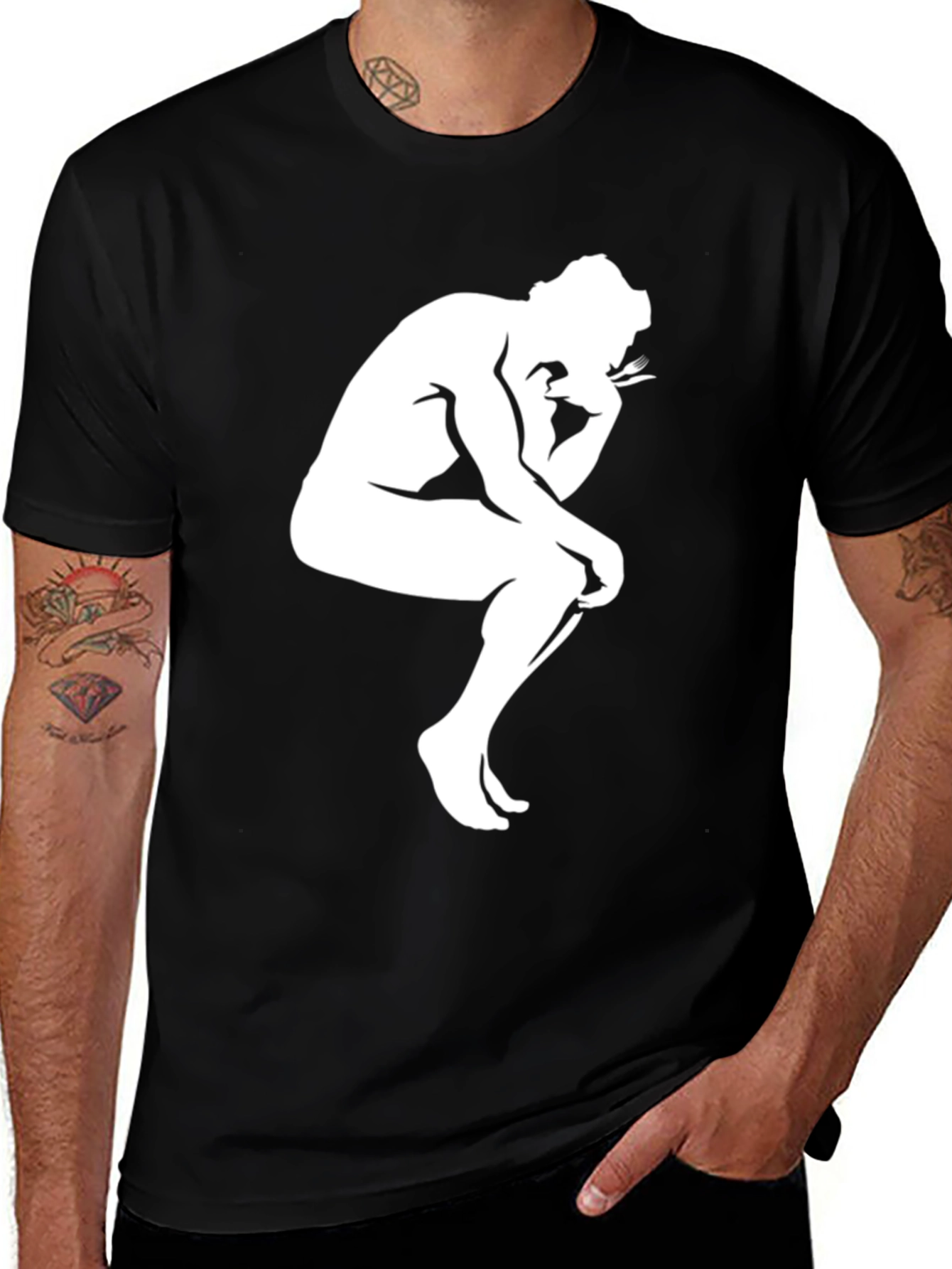 The Thinker Silhouette Graphic Black T-Shirt