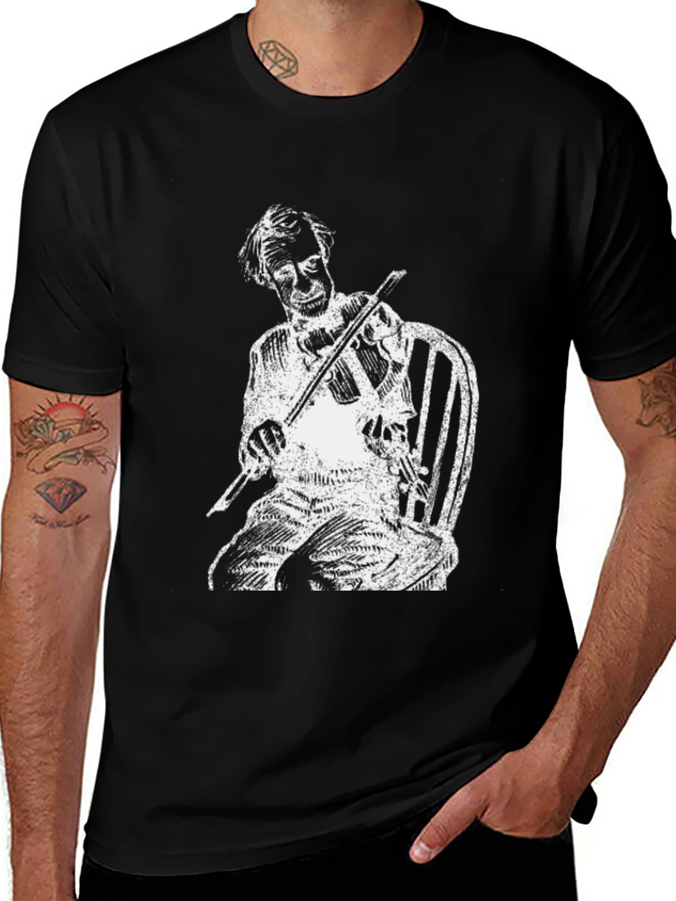 Variant 23 of Vintage Fiddler Graphic Tee - Black Cotton Comfort