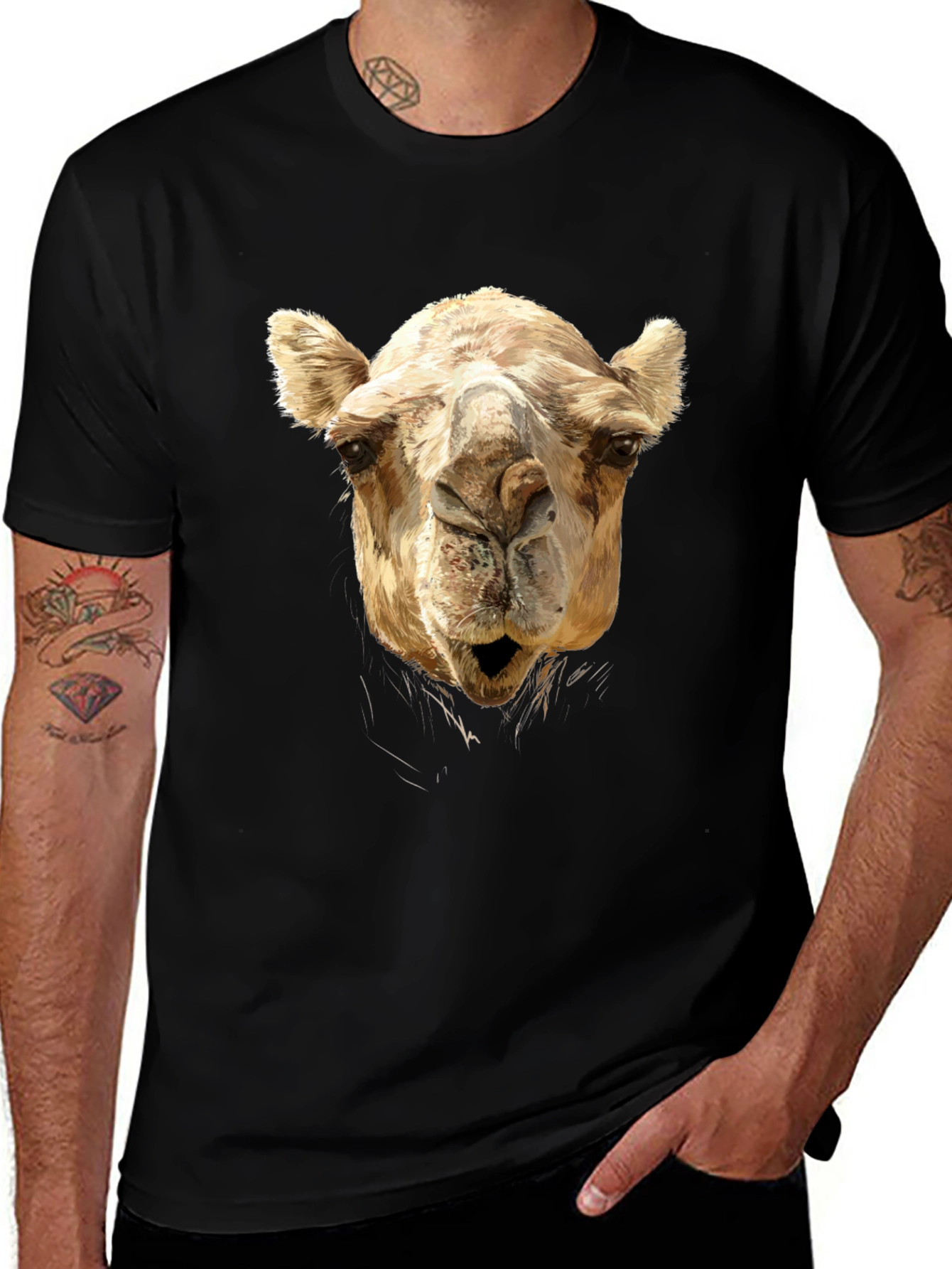 Variant 24 of Camel Head Graphic Print Black T-Shirt
