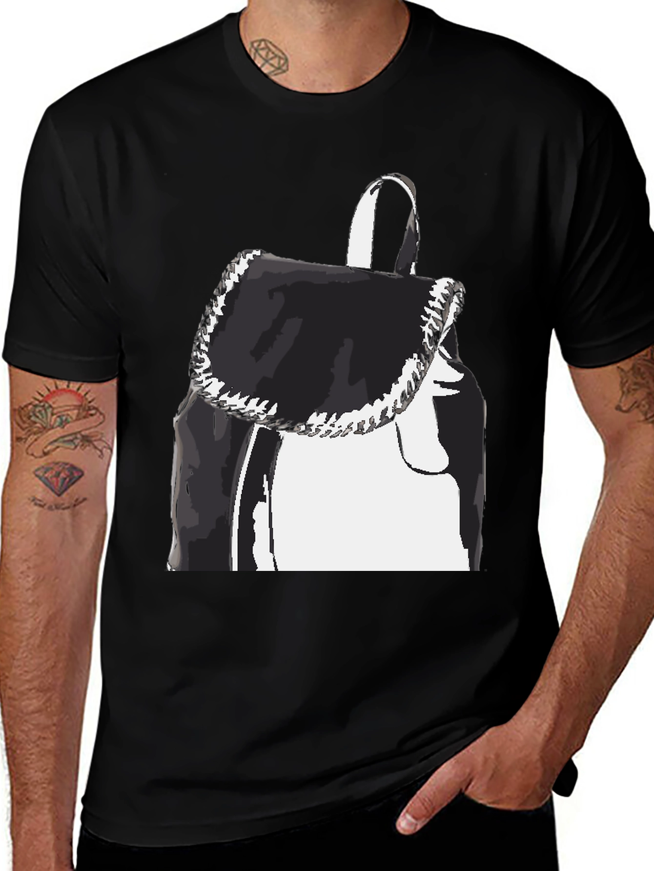 Variant 28 of Black Graphic Tee - Backpack Print