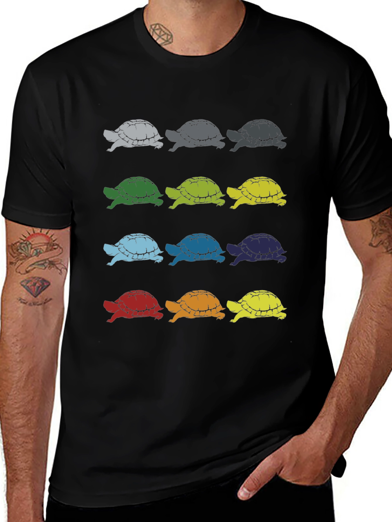 Variant 29 of Turtle Graphic Tee - Colorful Reptile Pattern