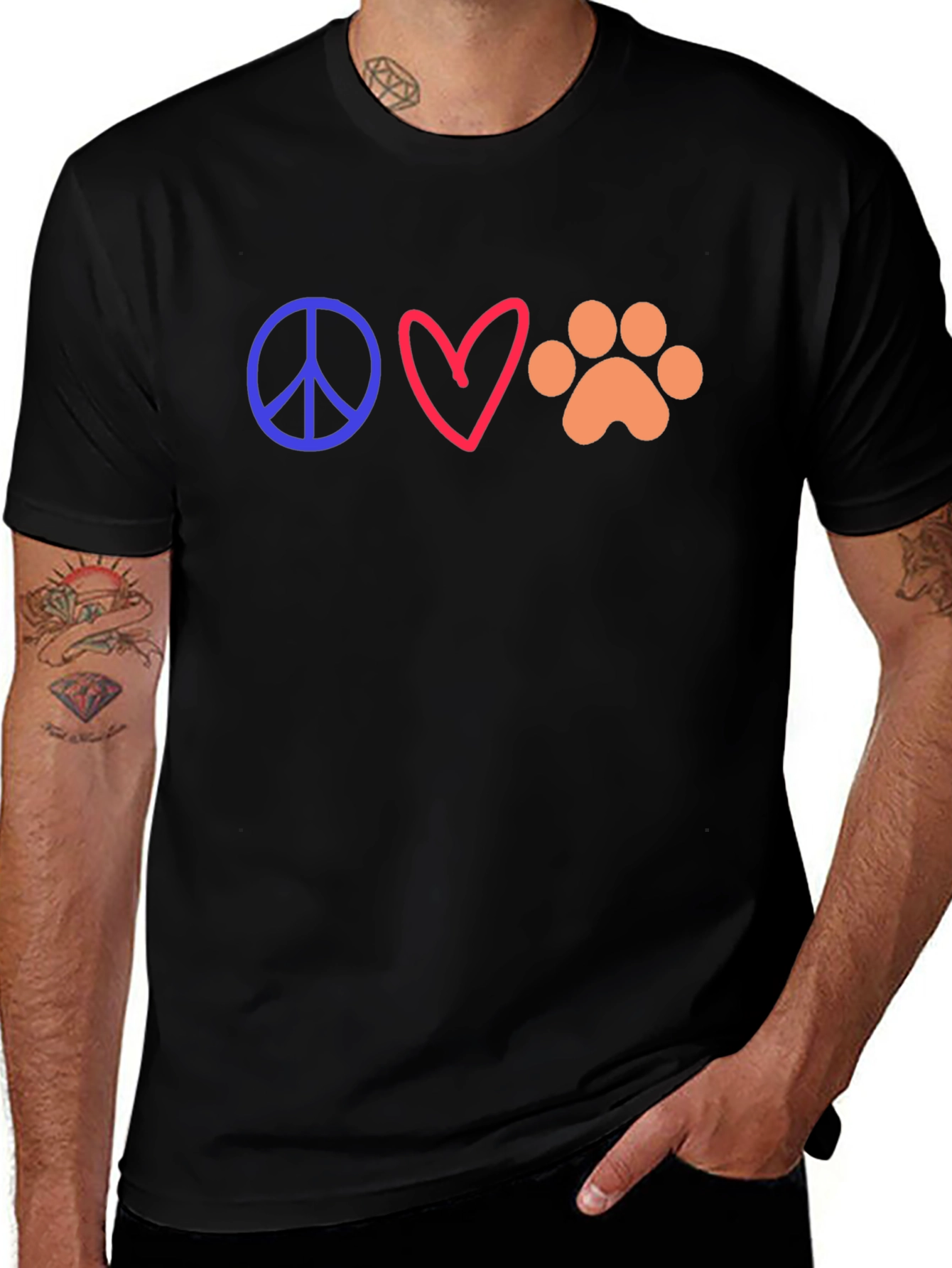 Variant 23 of Peace Love Dog Paw Print T-Shirt