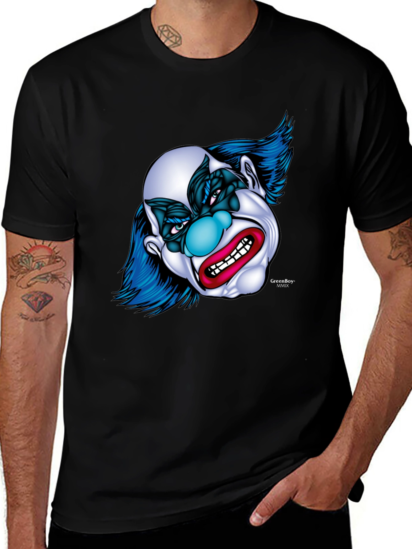 Black Clown Graphic T-Shirt - Men's Black Tee main image