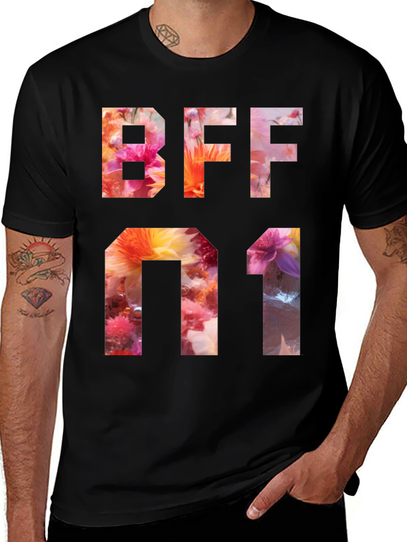 BFF No. 1 Floral Print T-Shirt - Unisex