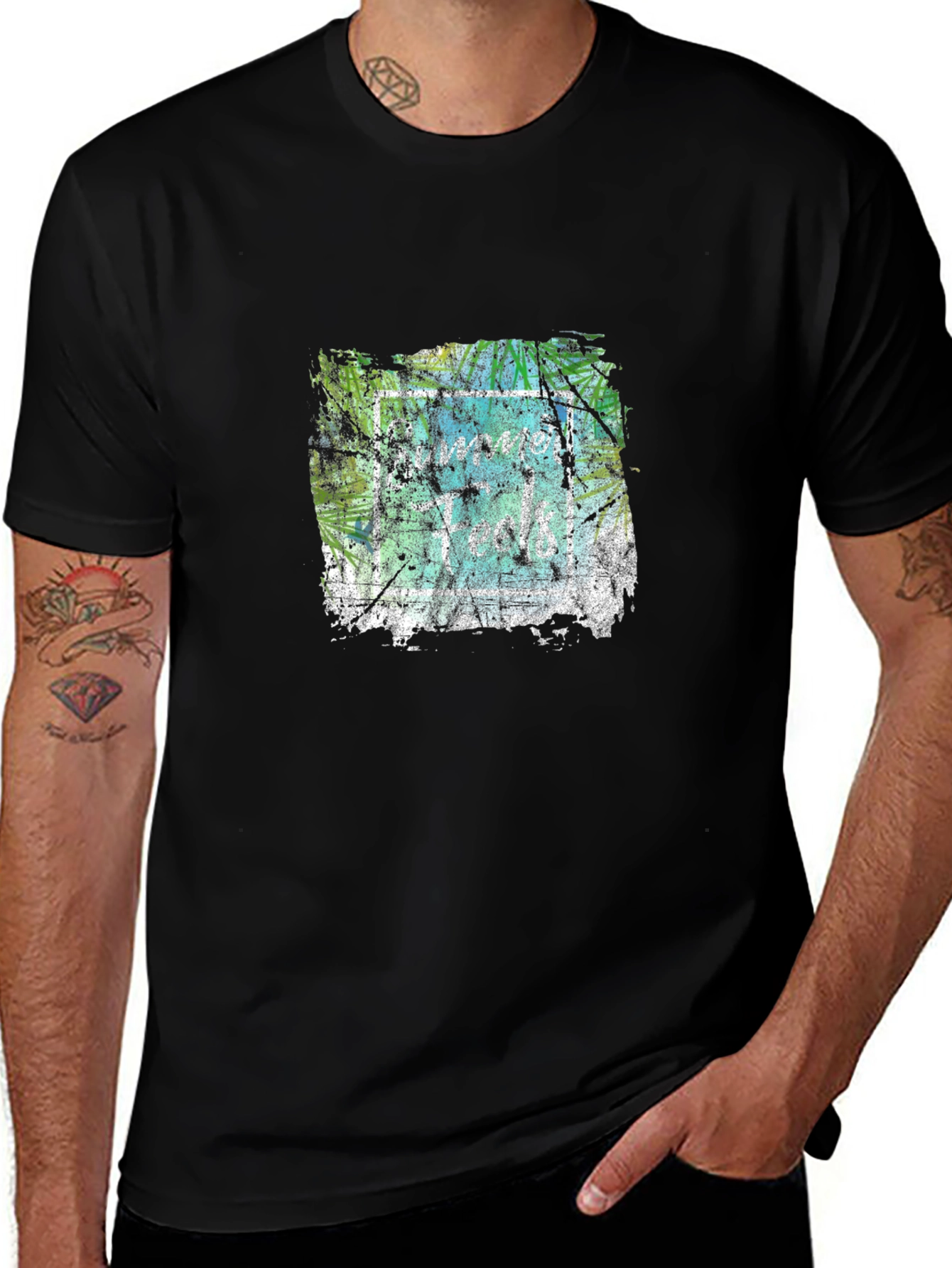 Variant 30 of Abstract Graphic Print Black Crew Neck T-Shirt