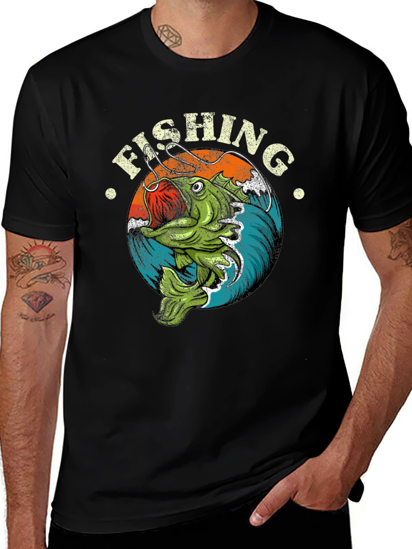 Variant 22 of Fishing Graphic T-Shirt - Retro Style