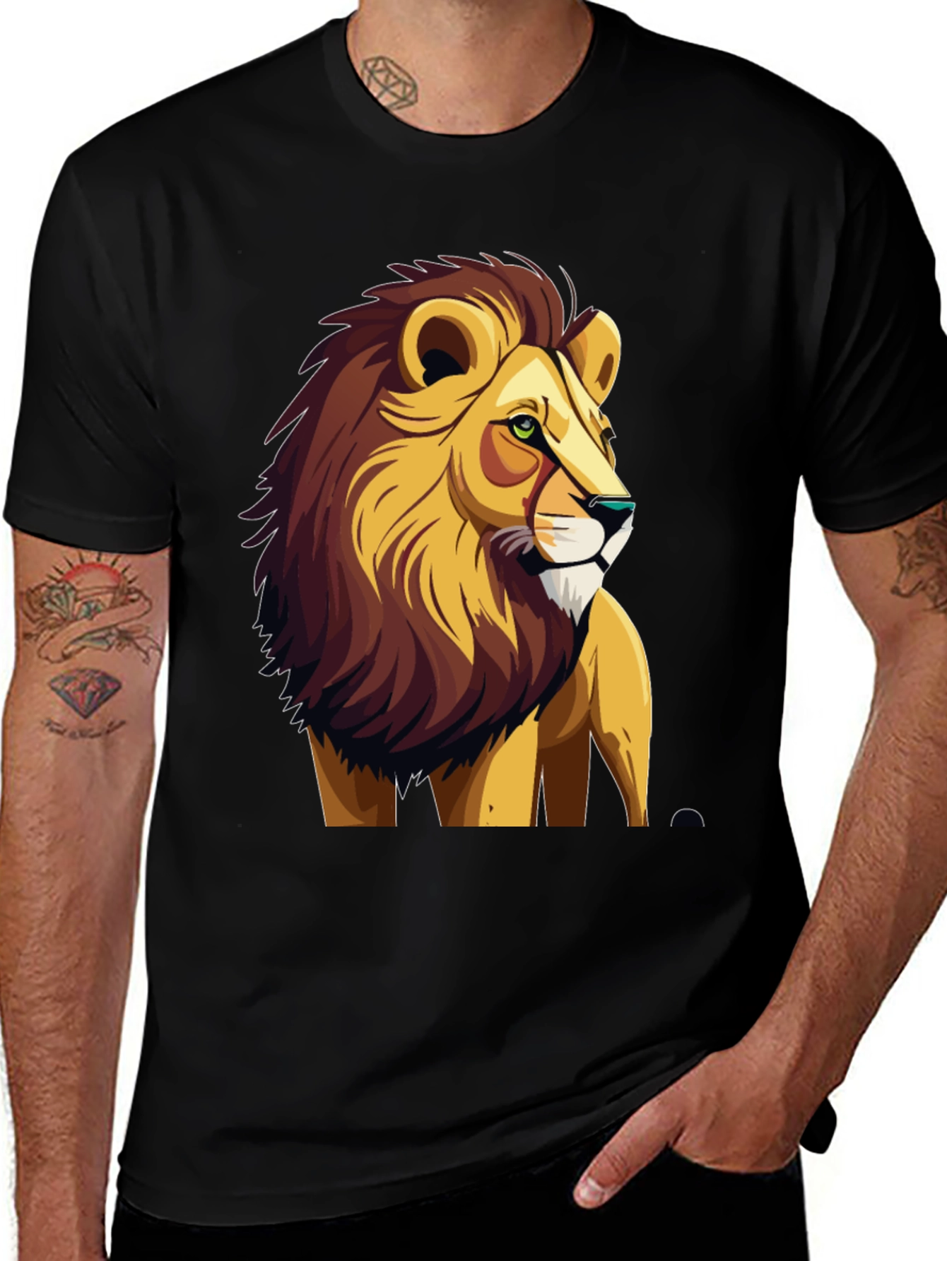 Variant 14 of Lion Graphic Print Tee - Cool & Bold