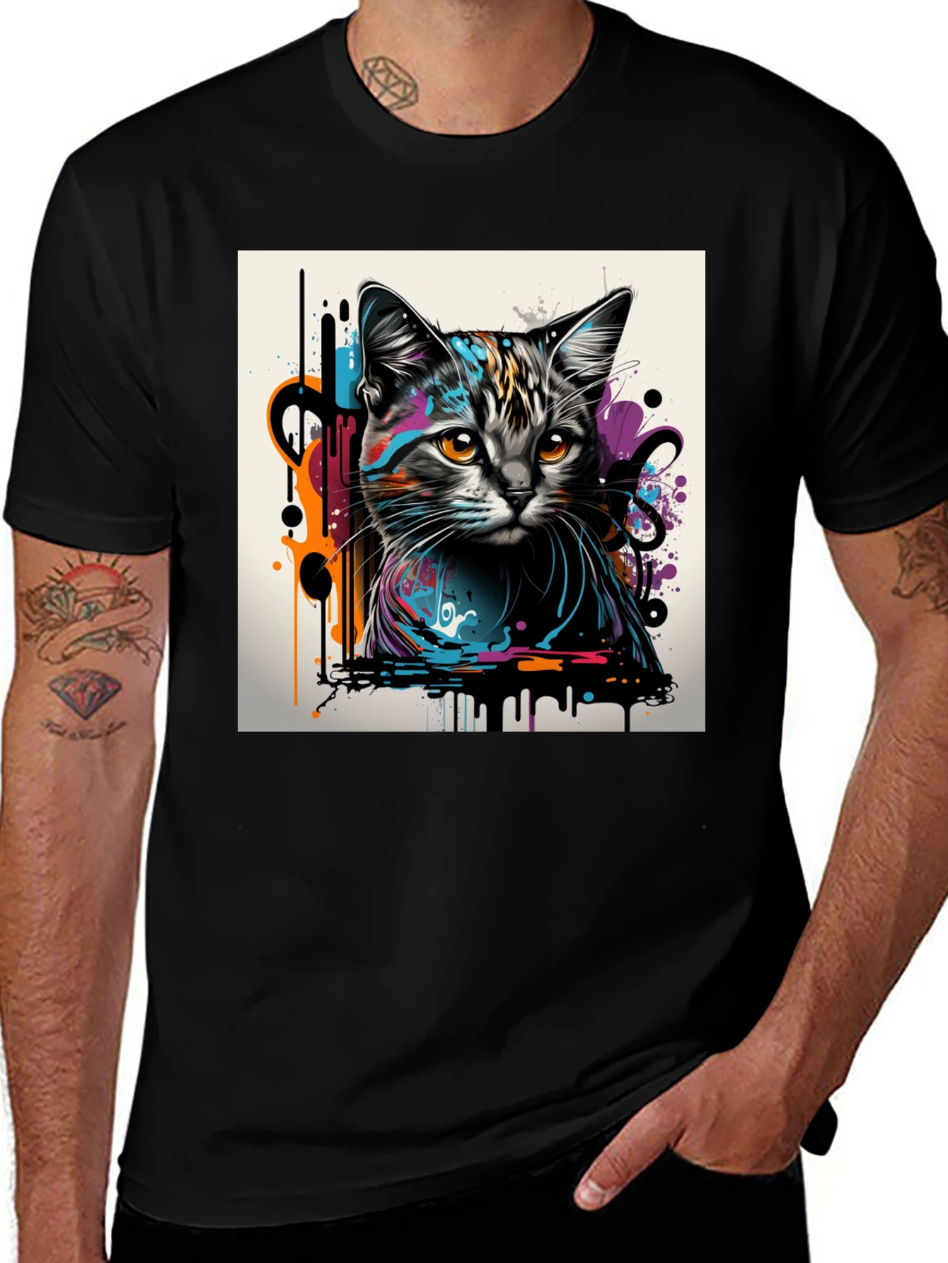Variant 16 of Abstract Cat Graphic Tee - Stylish Unisex T-Shirt