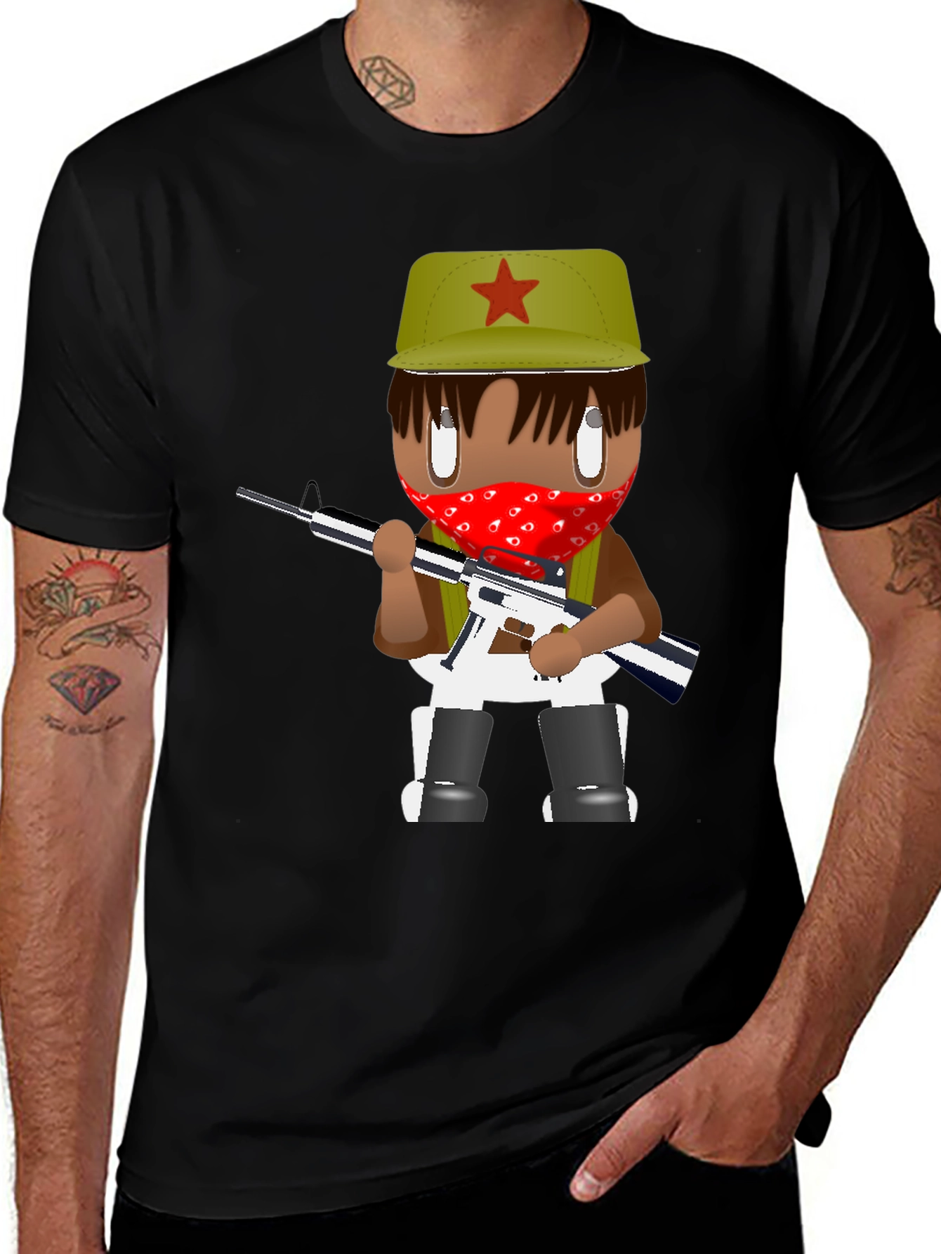 Variant 19 of Graphic T-Shirt - Cartoon Character with Red Bandana