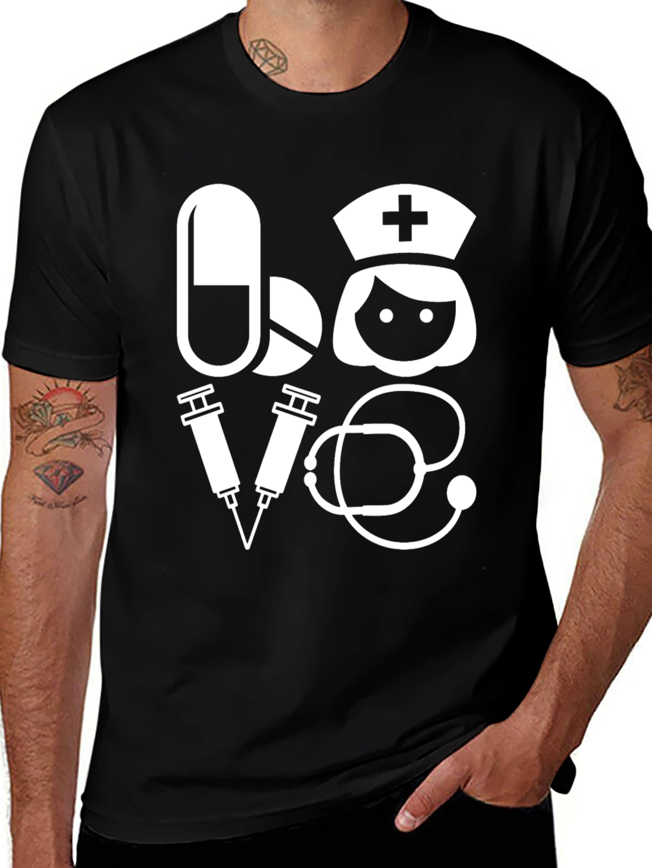 Variant 21 of Nurse Love Black T-Shirt, Medical Professional Tee