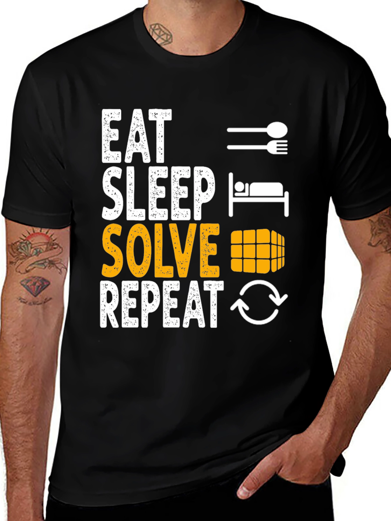 Eat Sleep Solve Repeat - Puzzle Cube T-Shirt