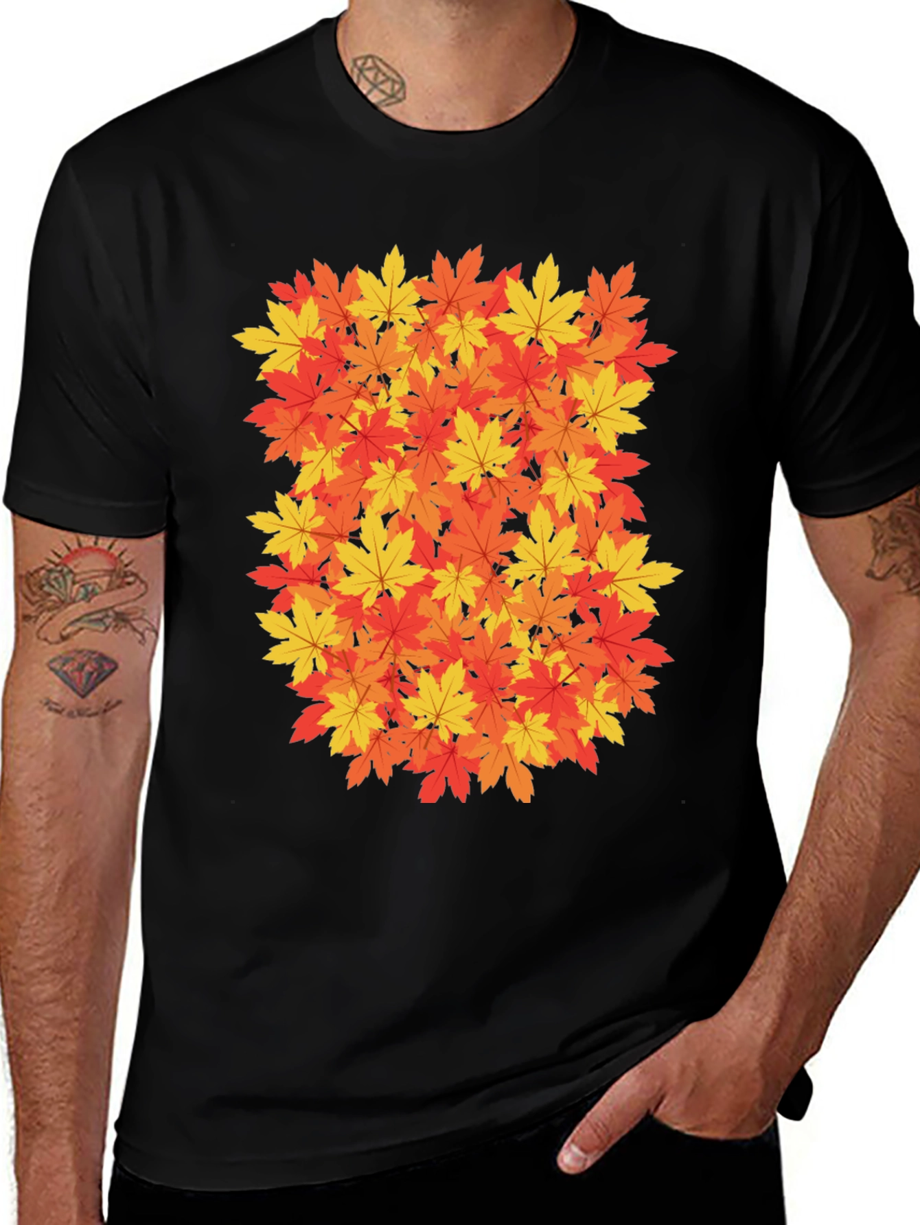Variant 3 of Autumn Leaves Pattern T-Shirt