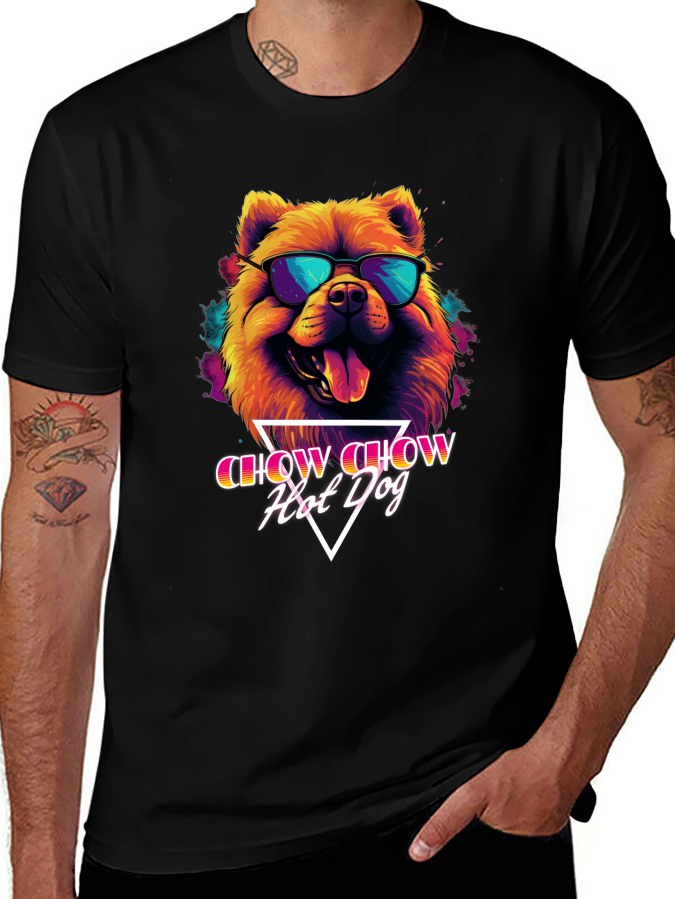 Chow Chow Hot Dog Graphic T-Shirt - Cool Dog Tee