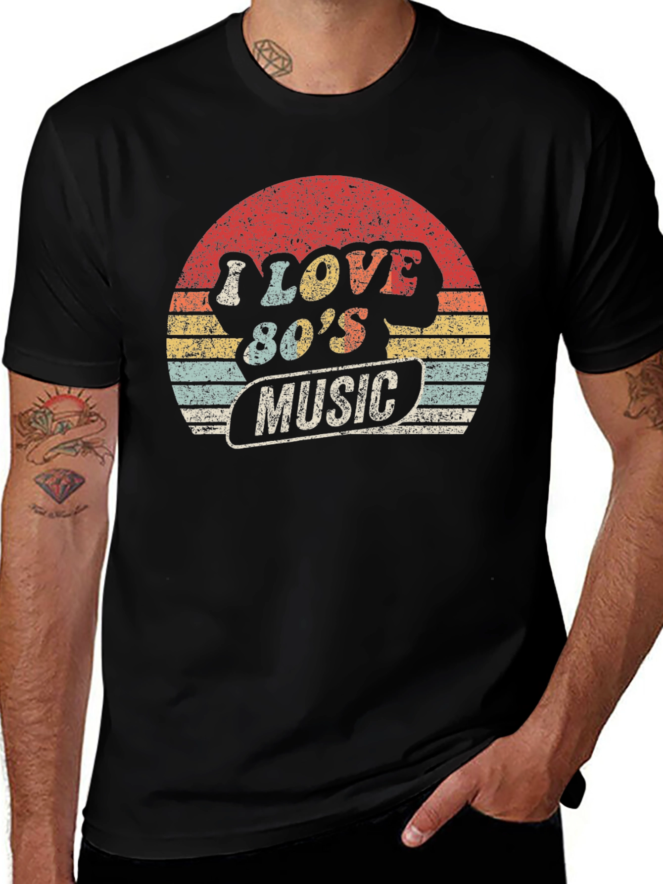 Variant 6 of I Love 80's Music Black T-Shirt Retro