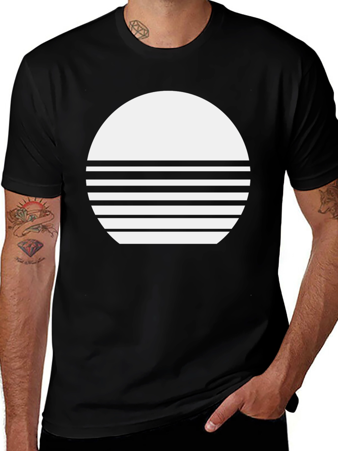 Variant 15 of Modern Graphic Tee - Black with White Circle Design