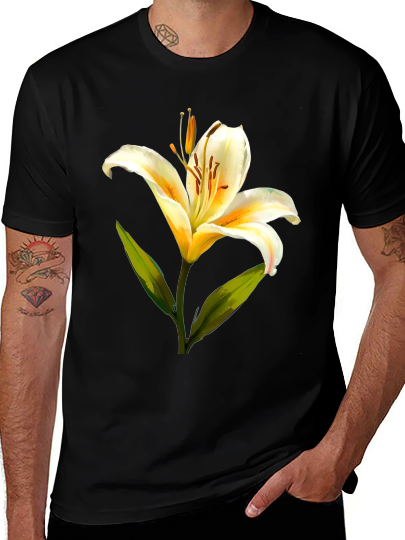 Variant 20 of Lily Graphic Tee - Elegant Floral Print