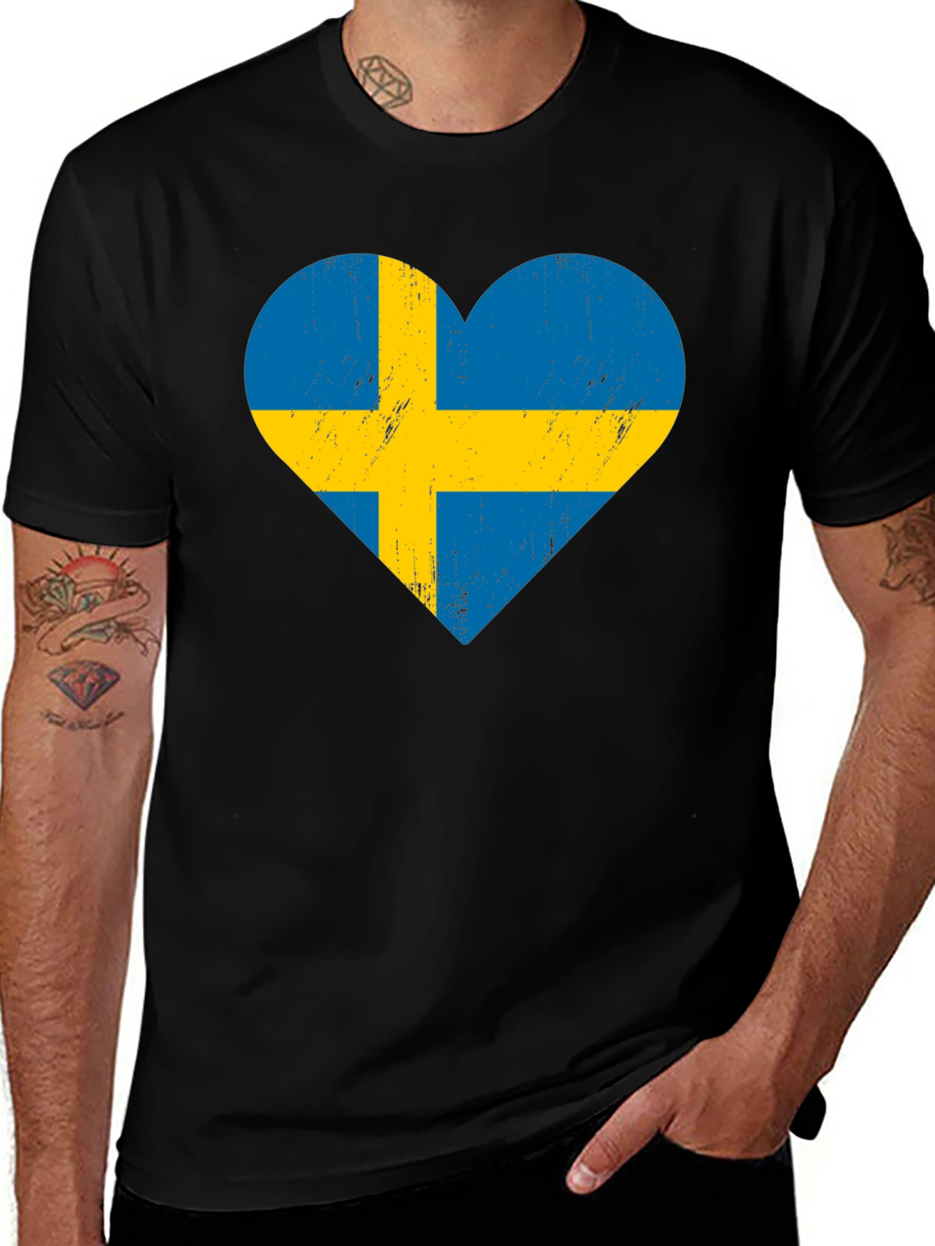 Swedish Flag Heart T-Shirt - Show Your Love for Sweden!