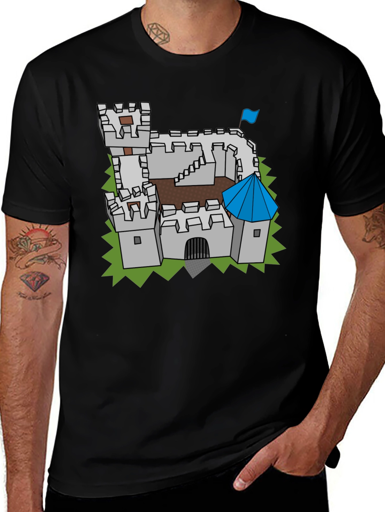 Variant 8 of Castle Graphic Tee - Medieval Fortress Design