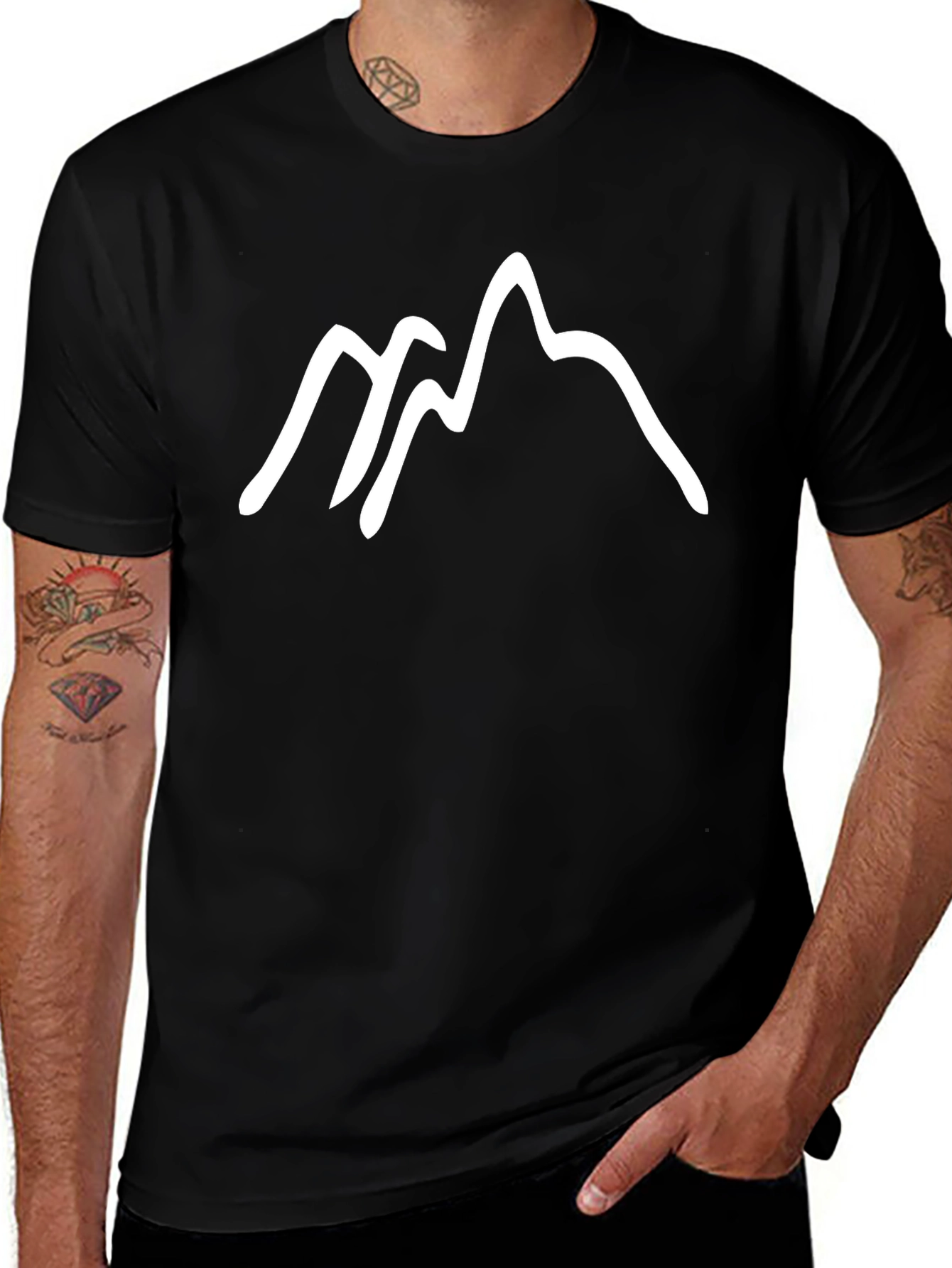 Variant 29 of Mountain Peaks Graphic Tee - Black Casual Comfort
