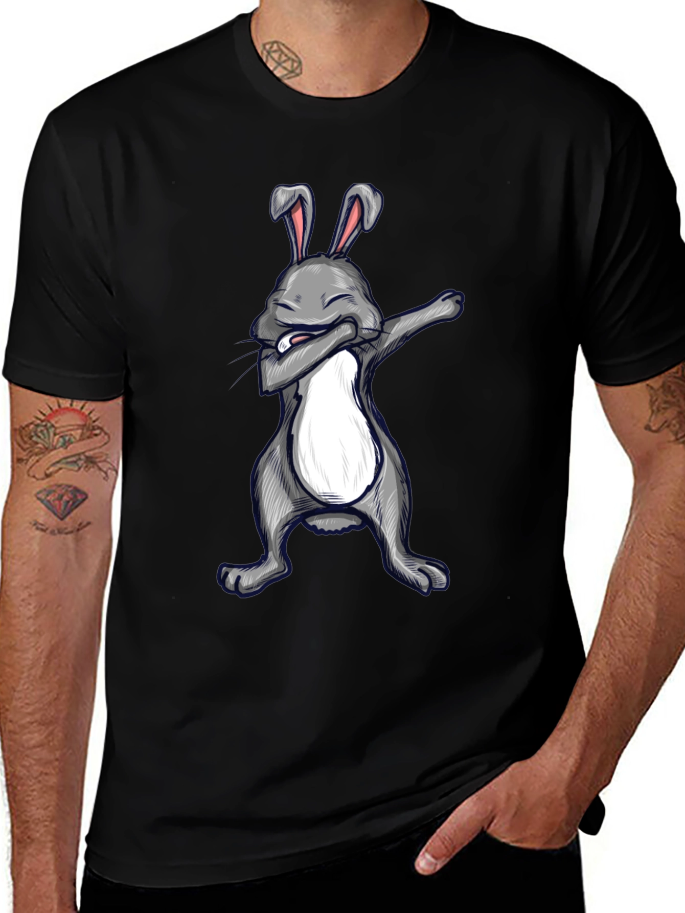Variant 15 of Dabbing Rabbit Graphic Tee - Funny Cool Design