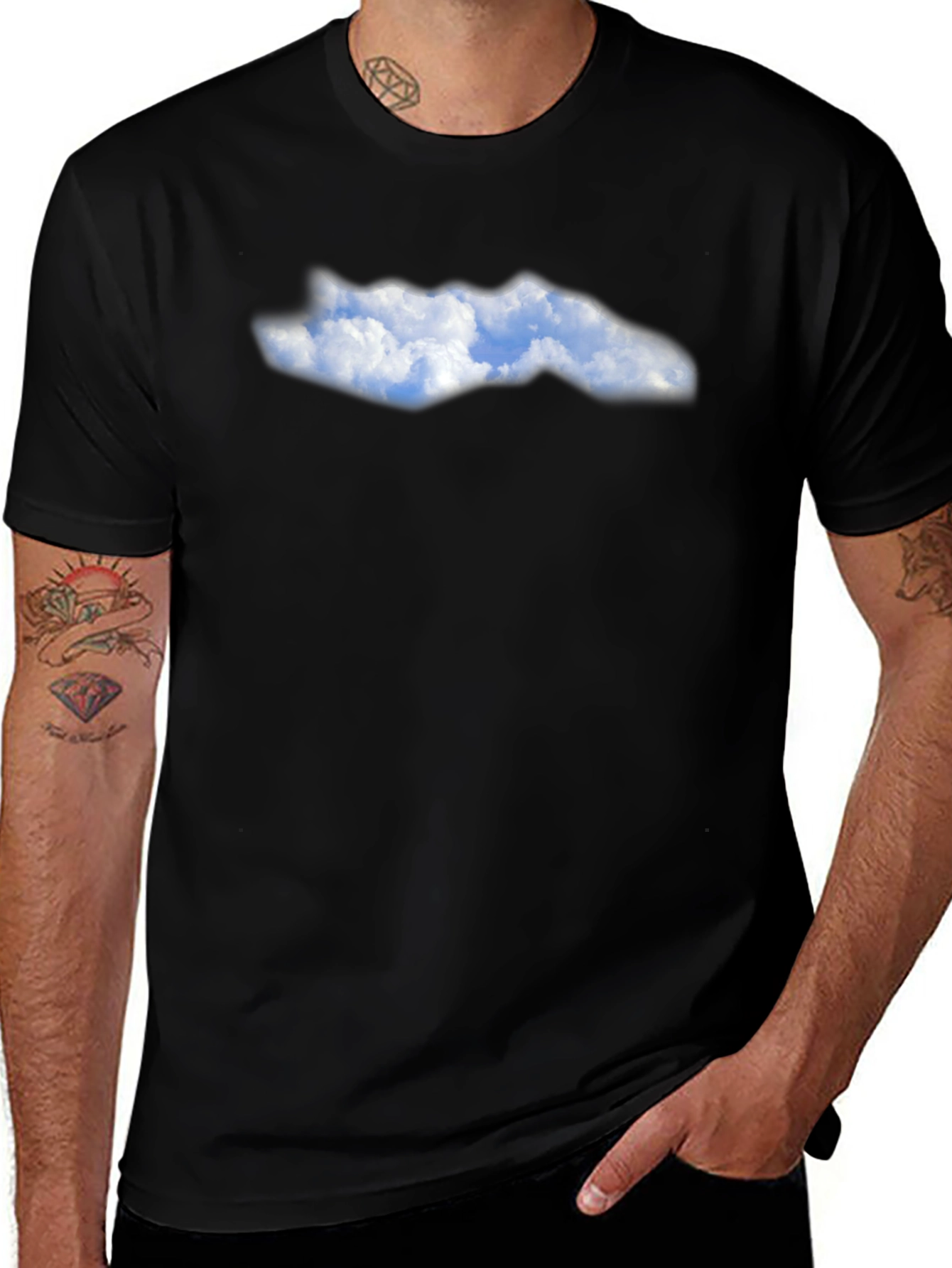 Variant 2 of Cloudscape Graphic Black T-Shirt - Soft Cotton Blend