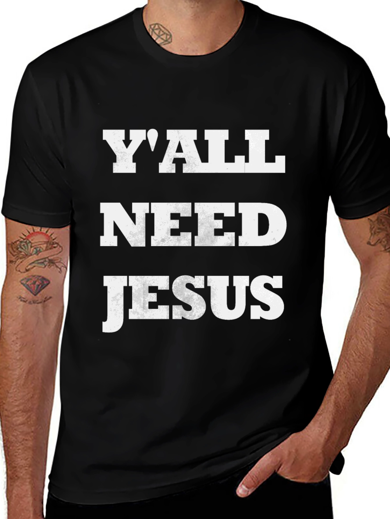 Variant 21 of Y'all Need Jesus T-Shirt - Black Graphic Tee