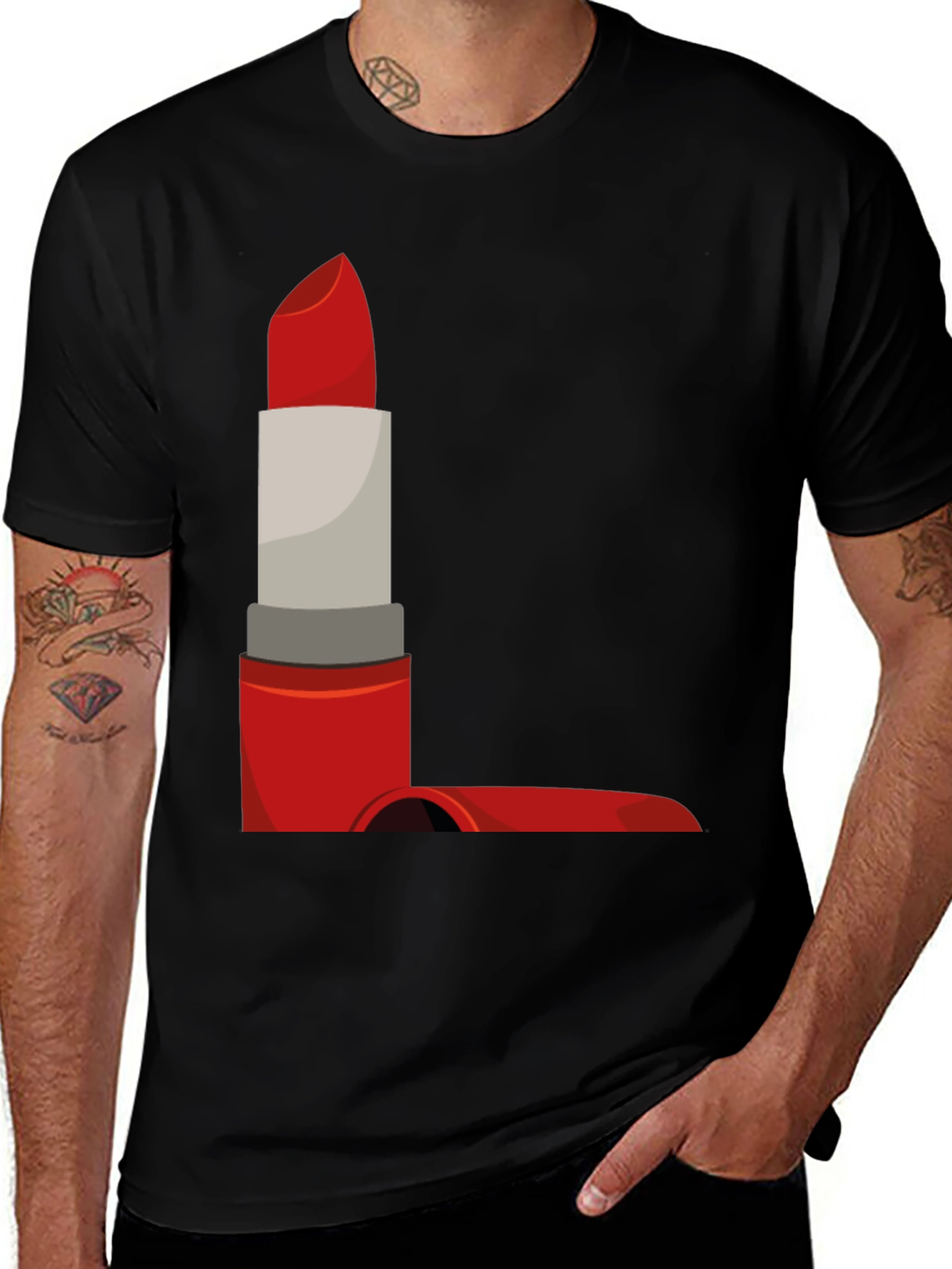 Variant 13 of Lipstick Graphic Tee - Bold & Stylish Black T-Shirt