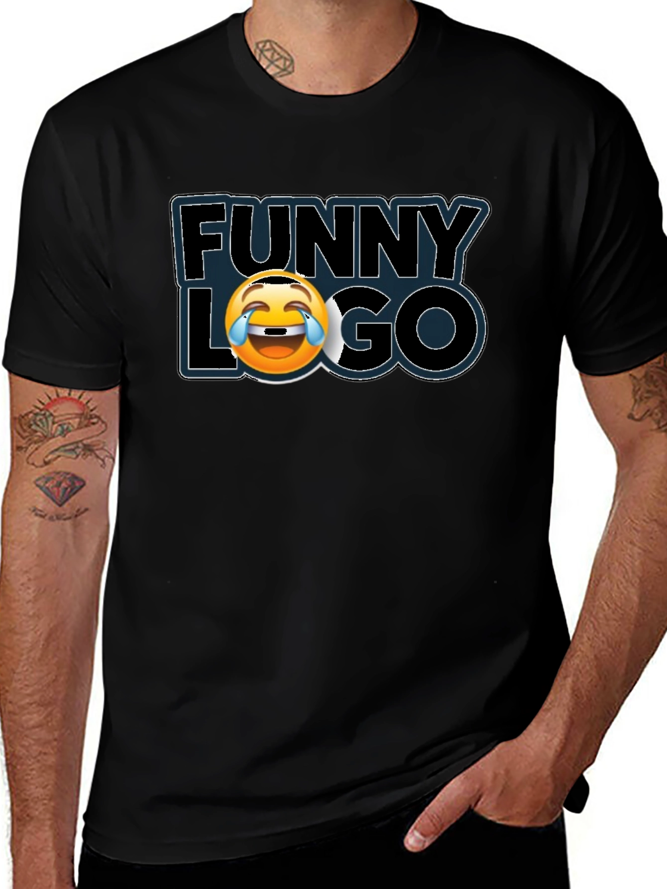 Variant 23 of Funny Logo Graphic Black T-Shirt
