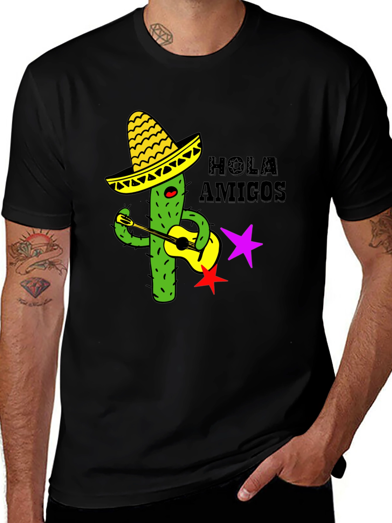 Variant 8 of Hola Amigos Cactus Guitar T-Shirt