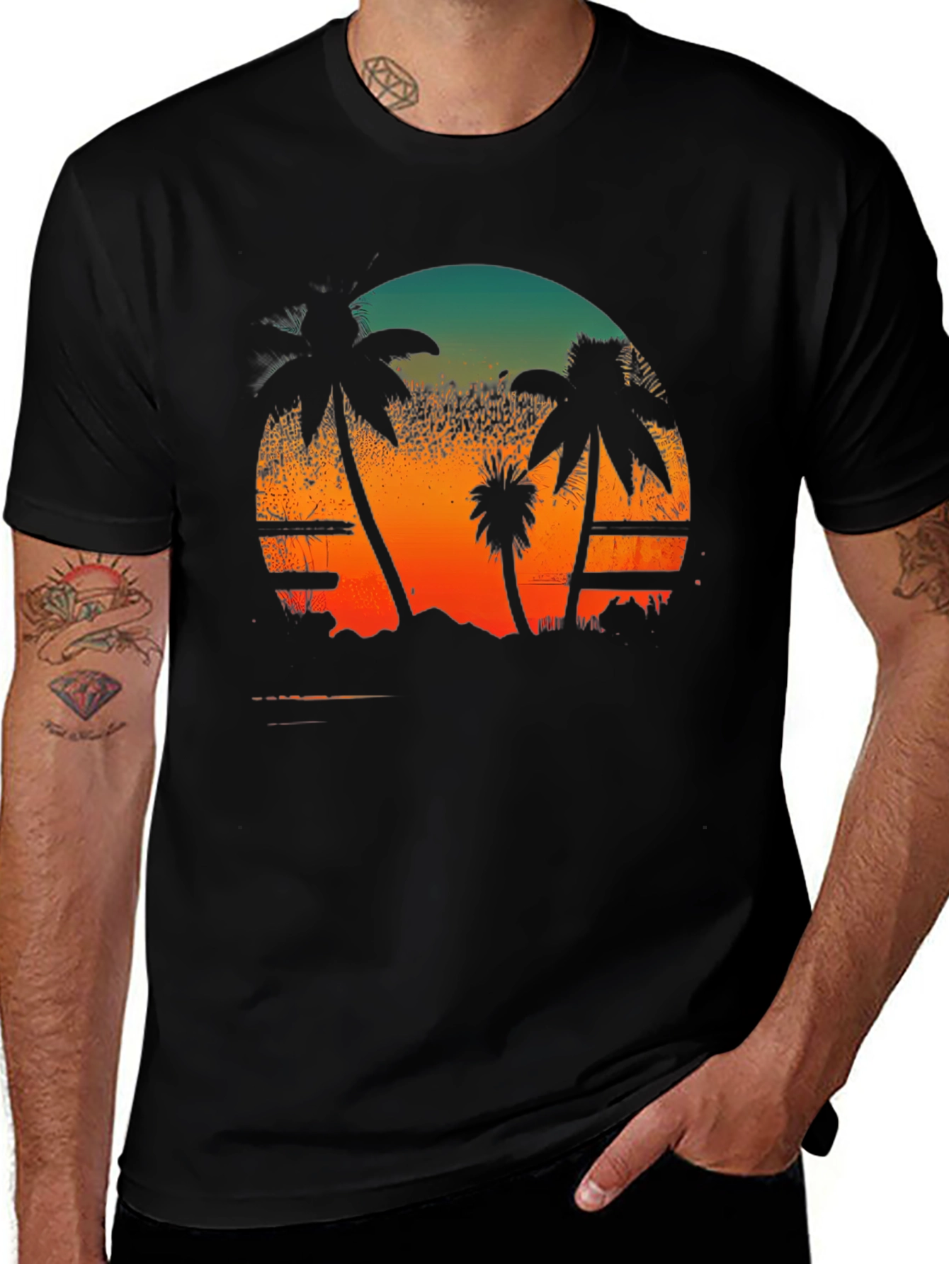 Variant 8 of Sunset Palm Tree Graphic Tee