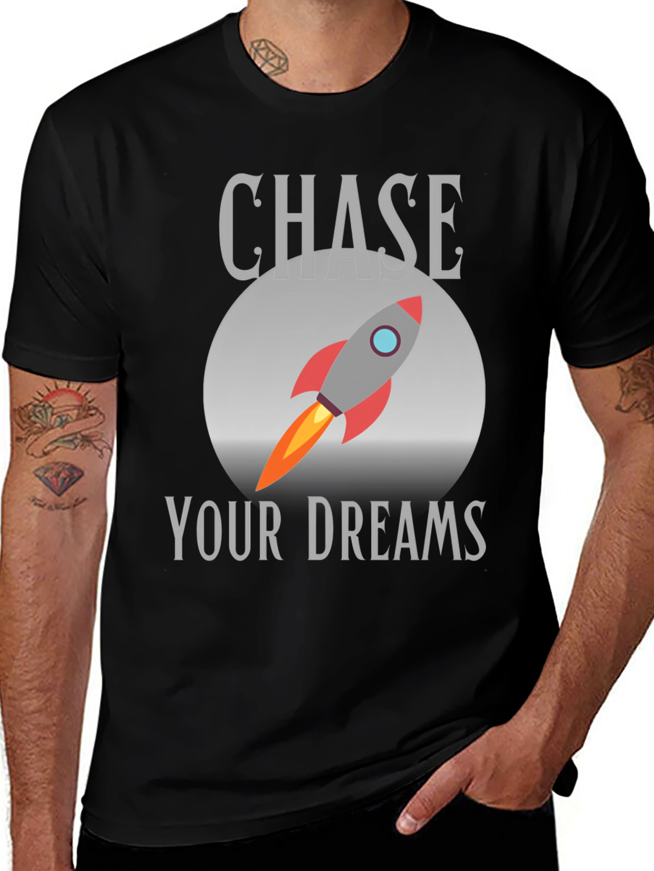 Variant 25 of Chase Your Dreams Rocket T-Shirt - Motivational Graphic Tee