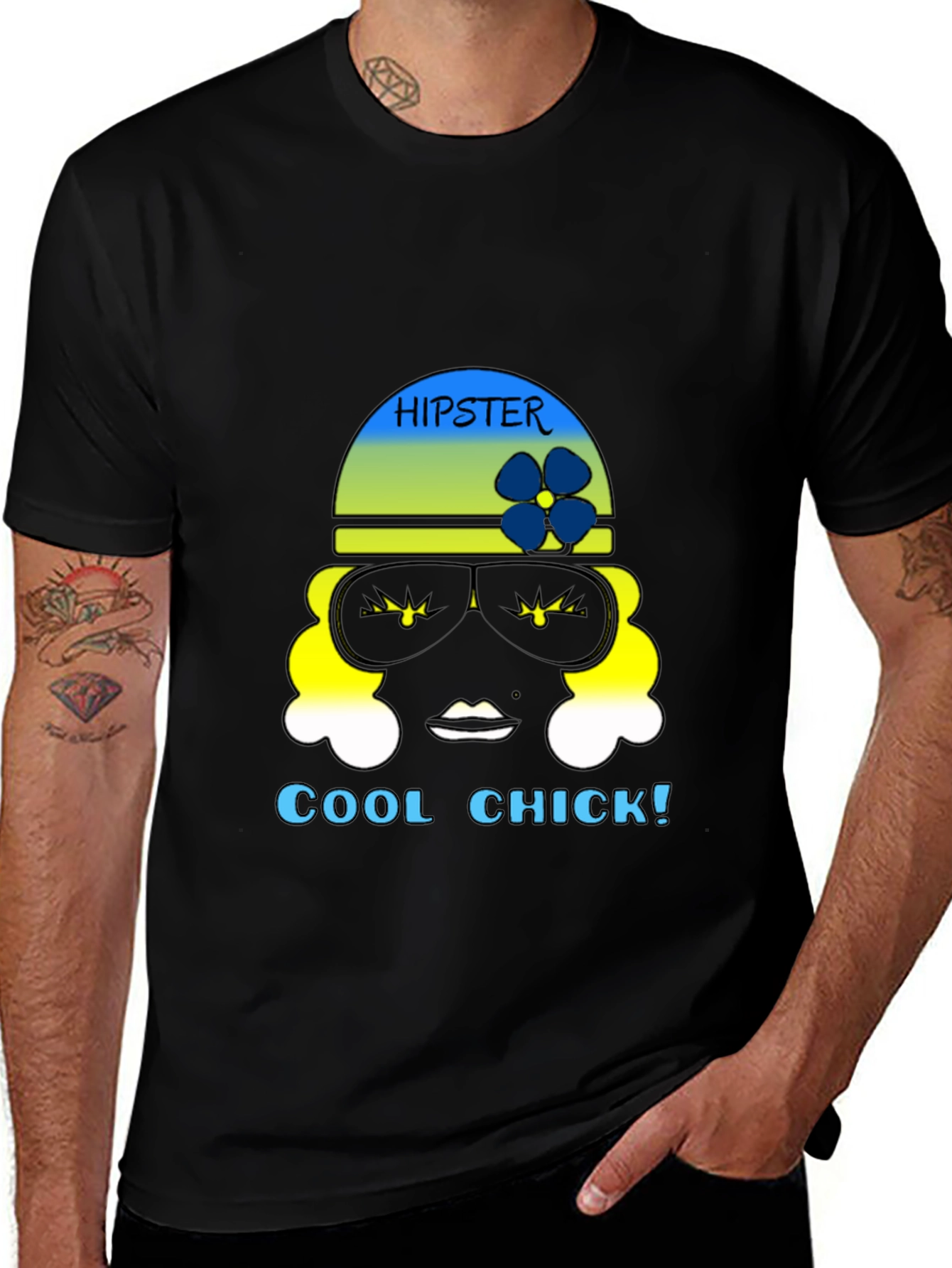 Hipster Chick Graphic Tee - Black Unisex T-Shirt