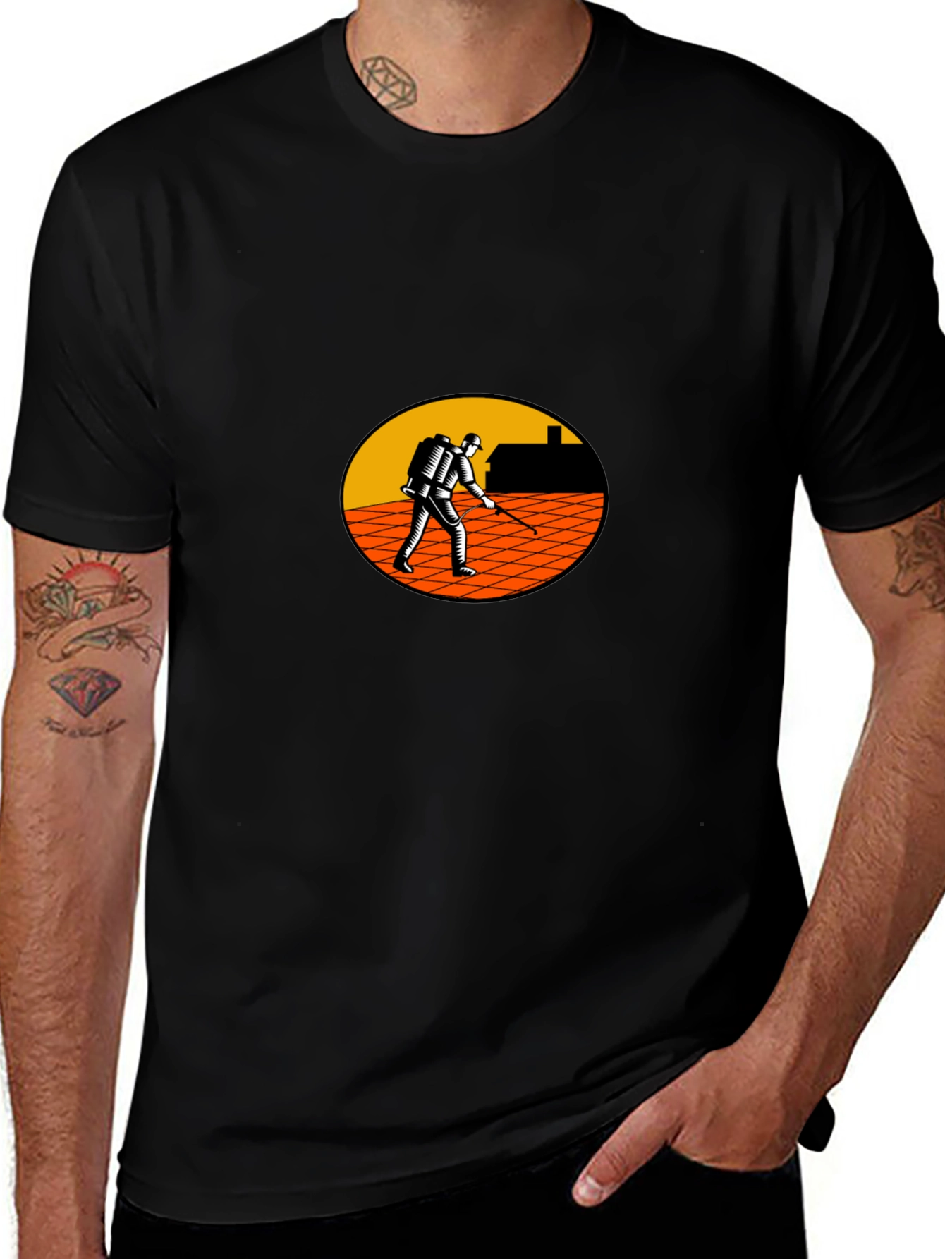 Variant 25 of Black T-Shirt with Pest Control Graphic