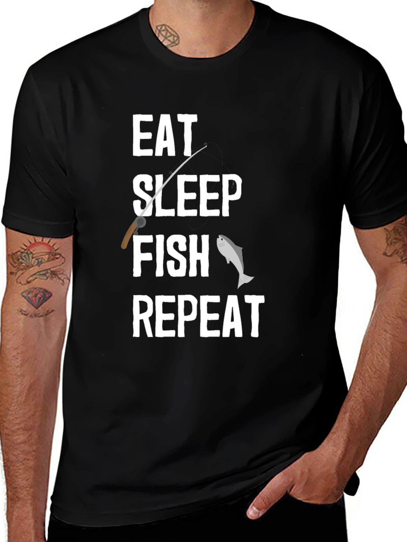Variant 10 of Eat Sleep Fish Repeat Black T-Shirt