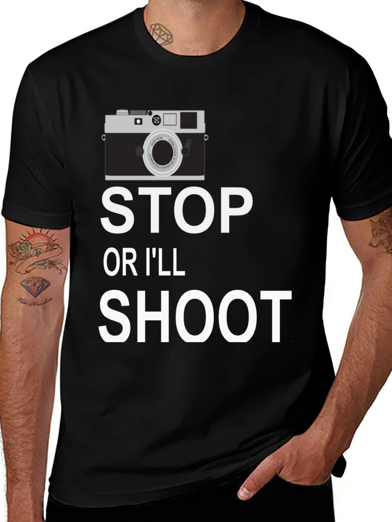 Variant 30 of Stop or I'll Shoot Camera Graphic T-Shirt