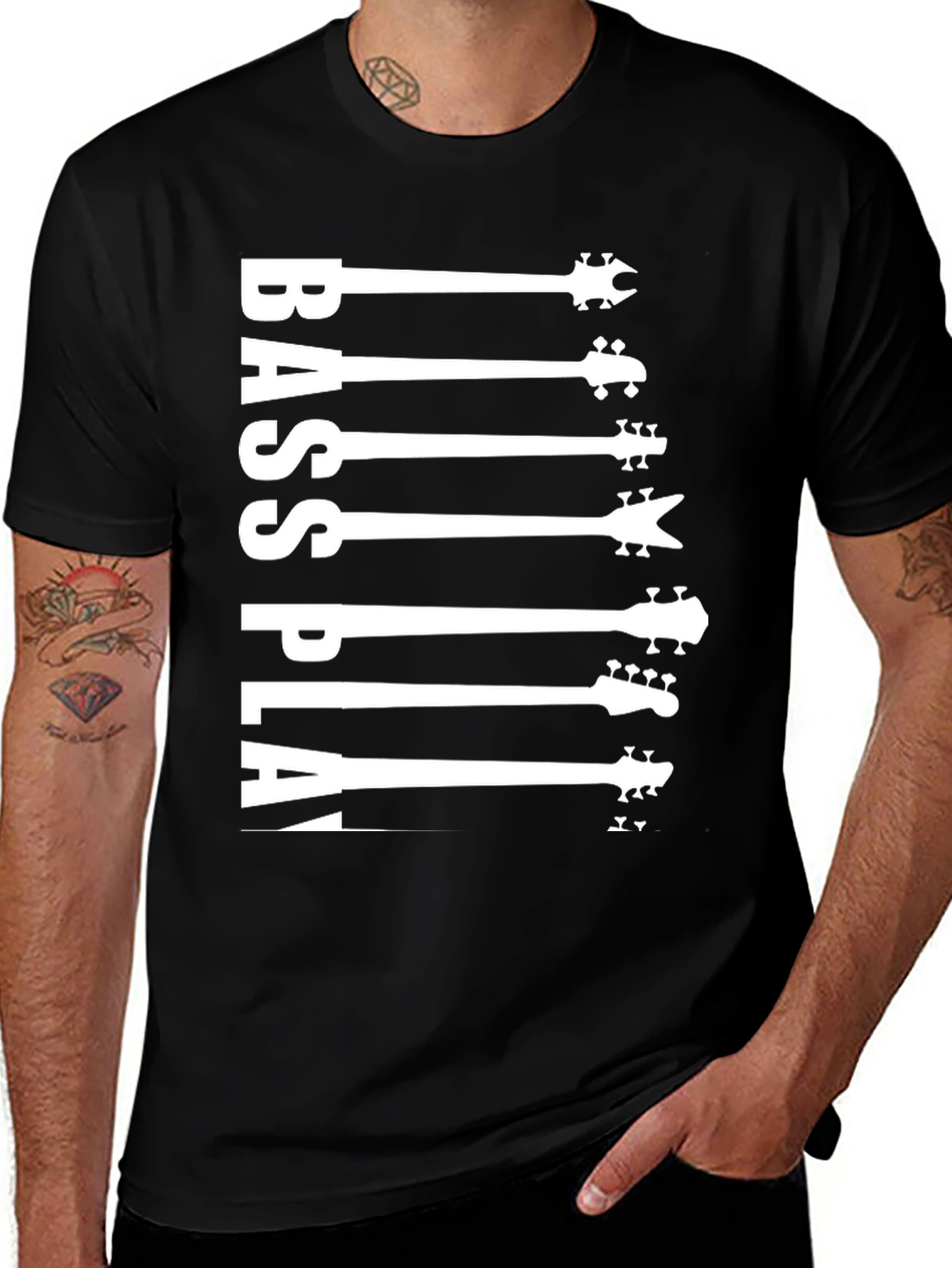 Variant 26 of Bass Player Guitar Graphic T-Shirt