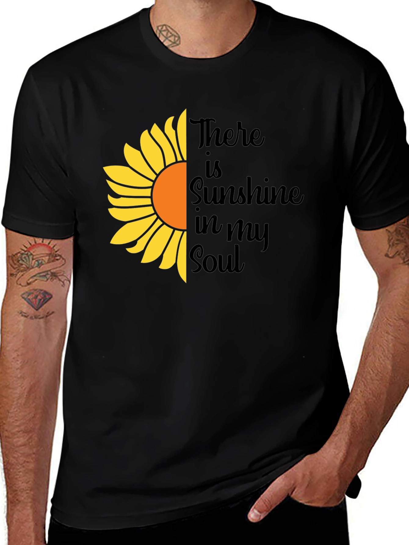 Variant 30 of Sunshine Soul Graphic Tee - Black Cotton T-Shirt
