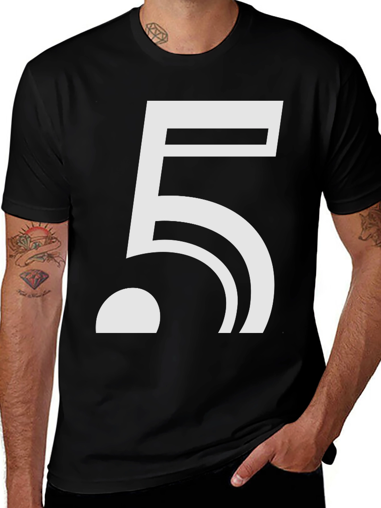 Variant 23 of Modern Number 5 Graphic Tee - Black