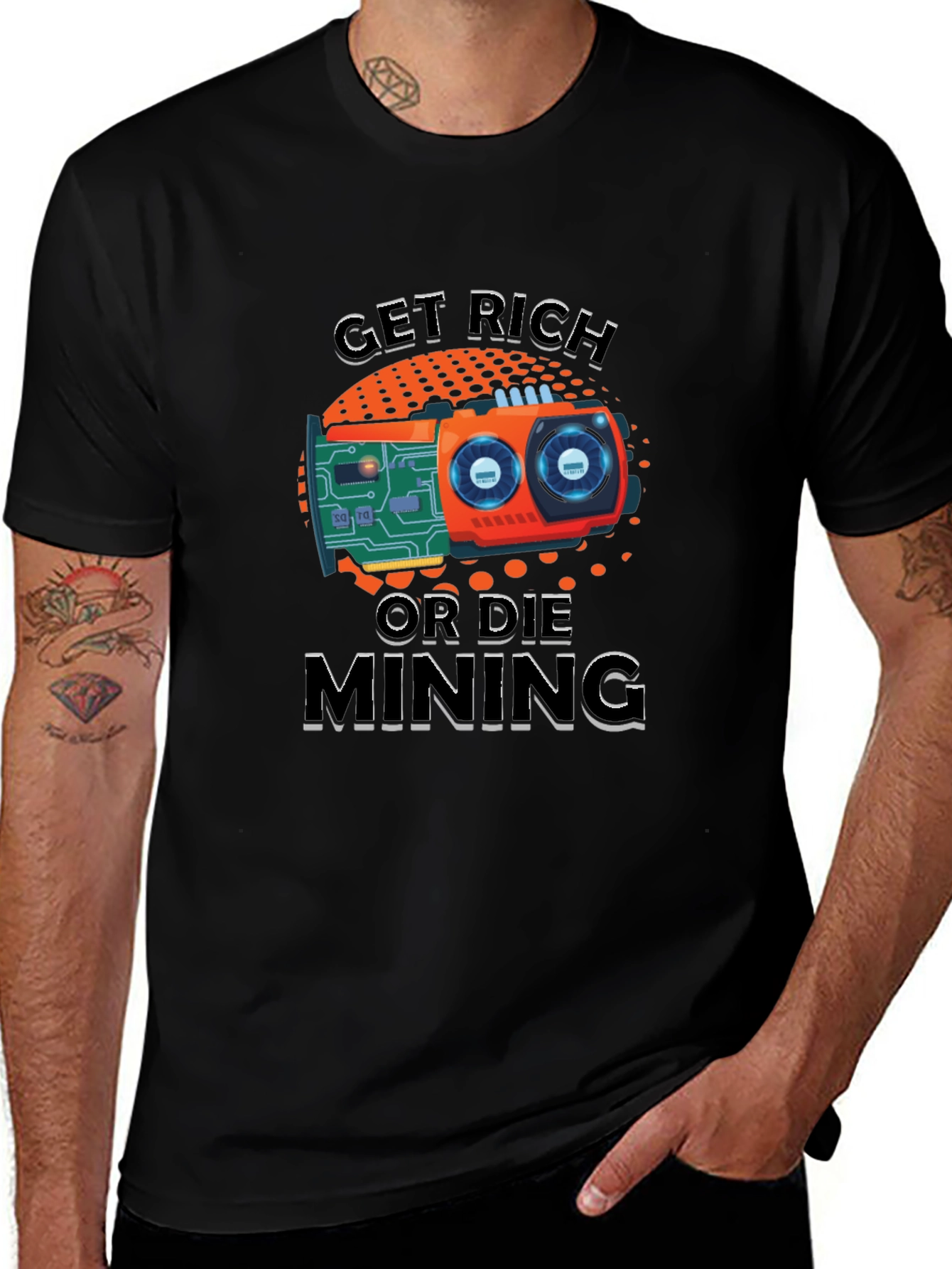 Get Rich or Die Mining Graphic T-Shirt