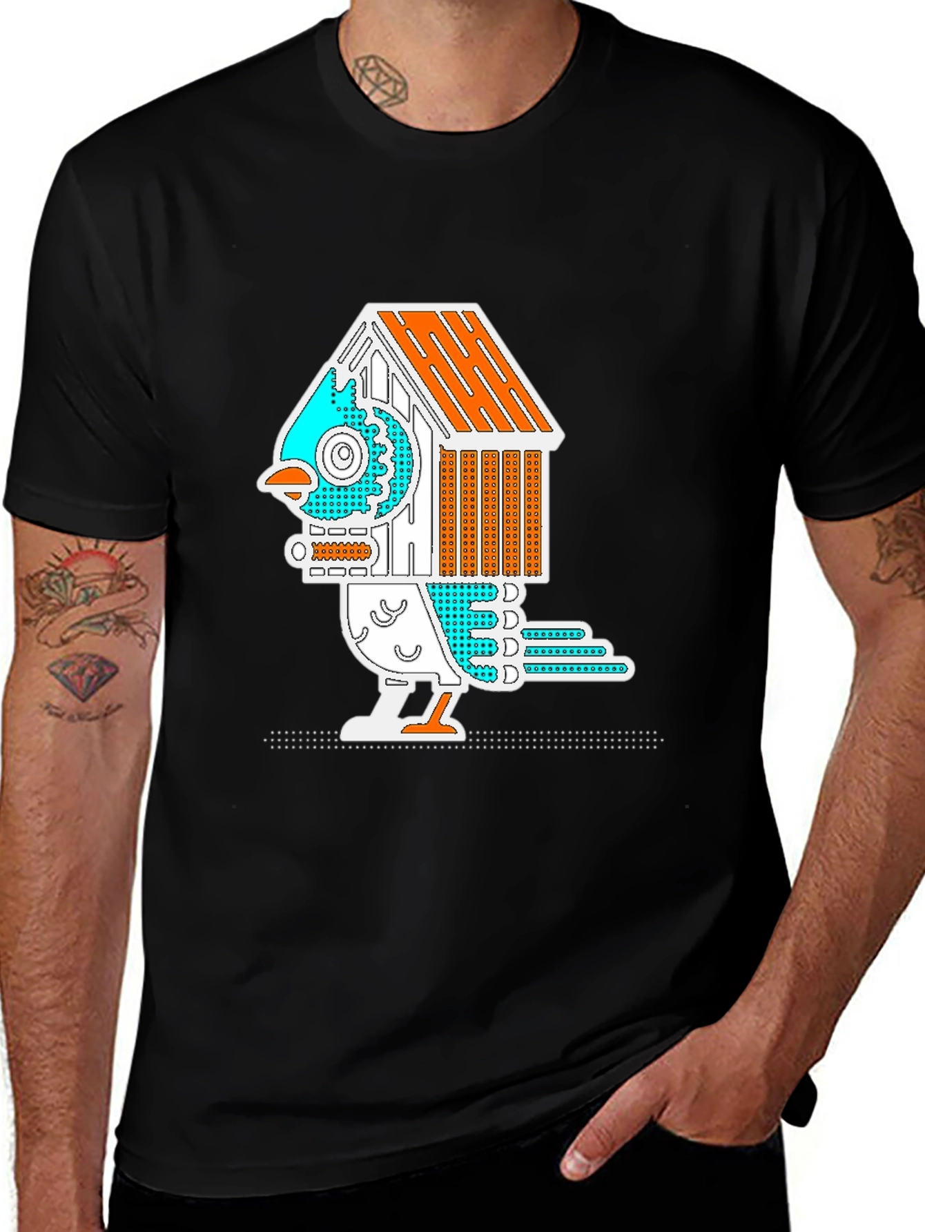 Black Birdhouse Bird Graphic Tee - Quirky & Unique main image