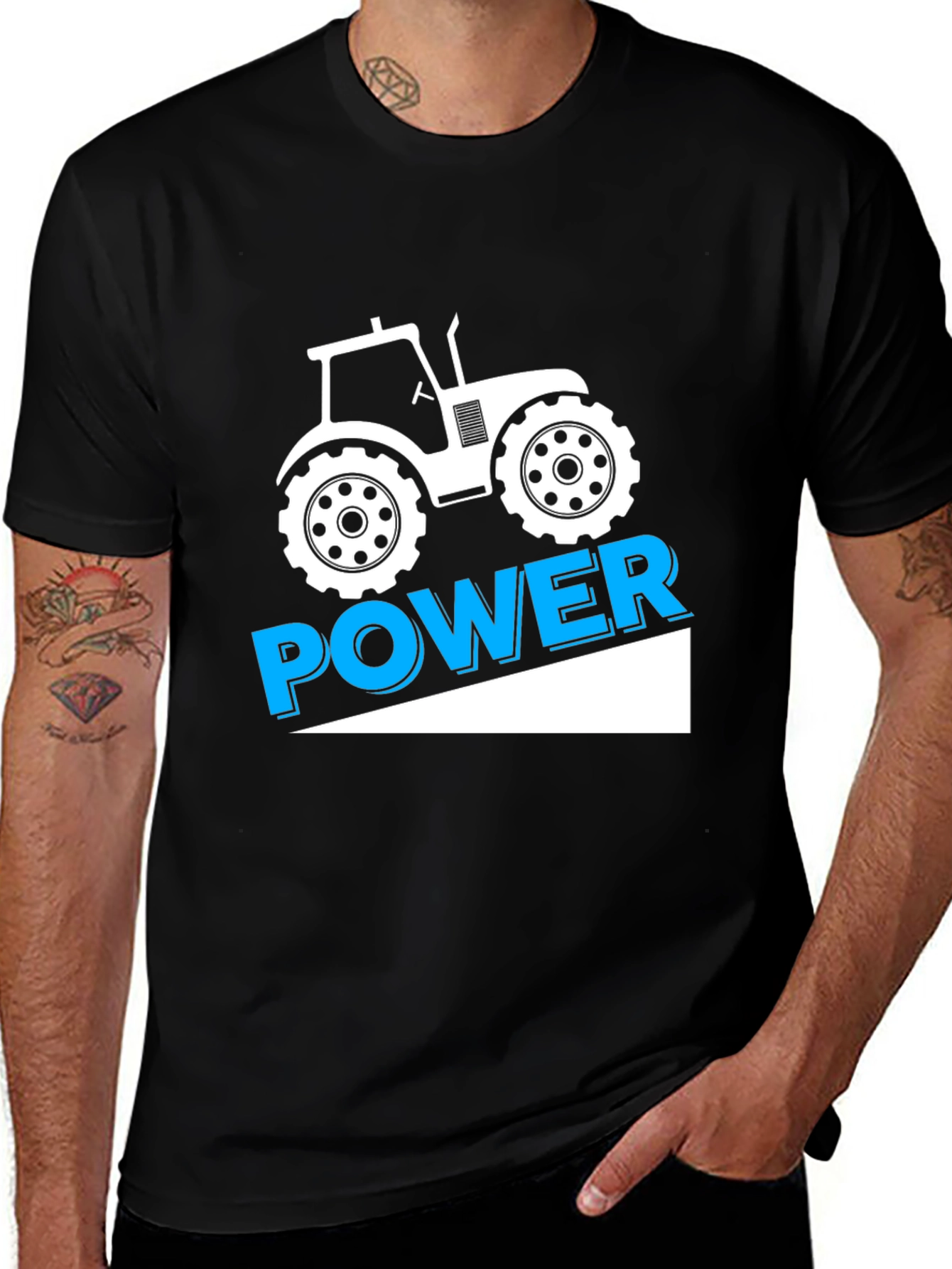Variant 19 of Tractor Power Graphic Tee - Black Cotton T-Shirt