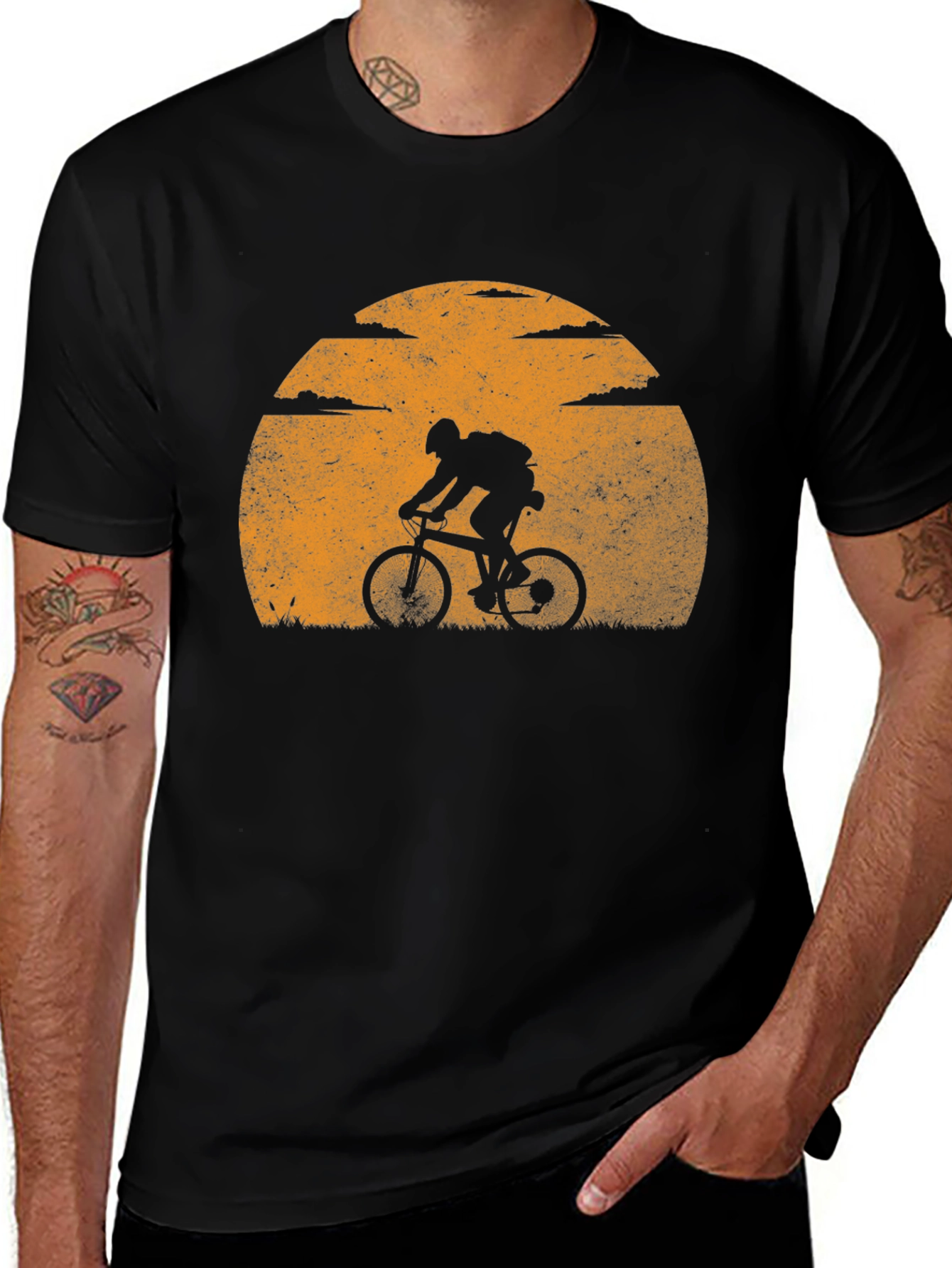 Mountain Biker Sunset Graphic T-Shirt