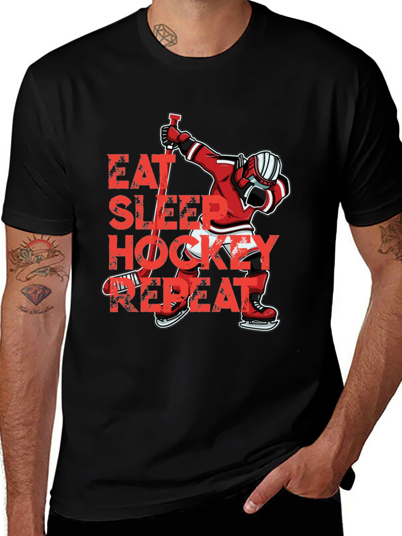 Eat Sleep Hockey Repeat Graphic Tee