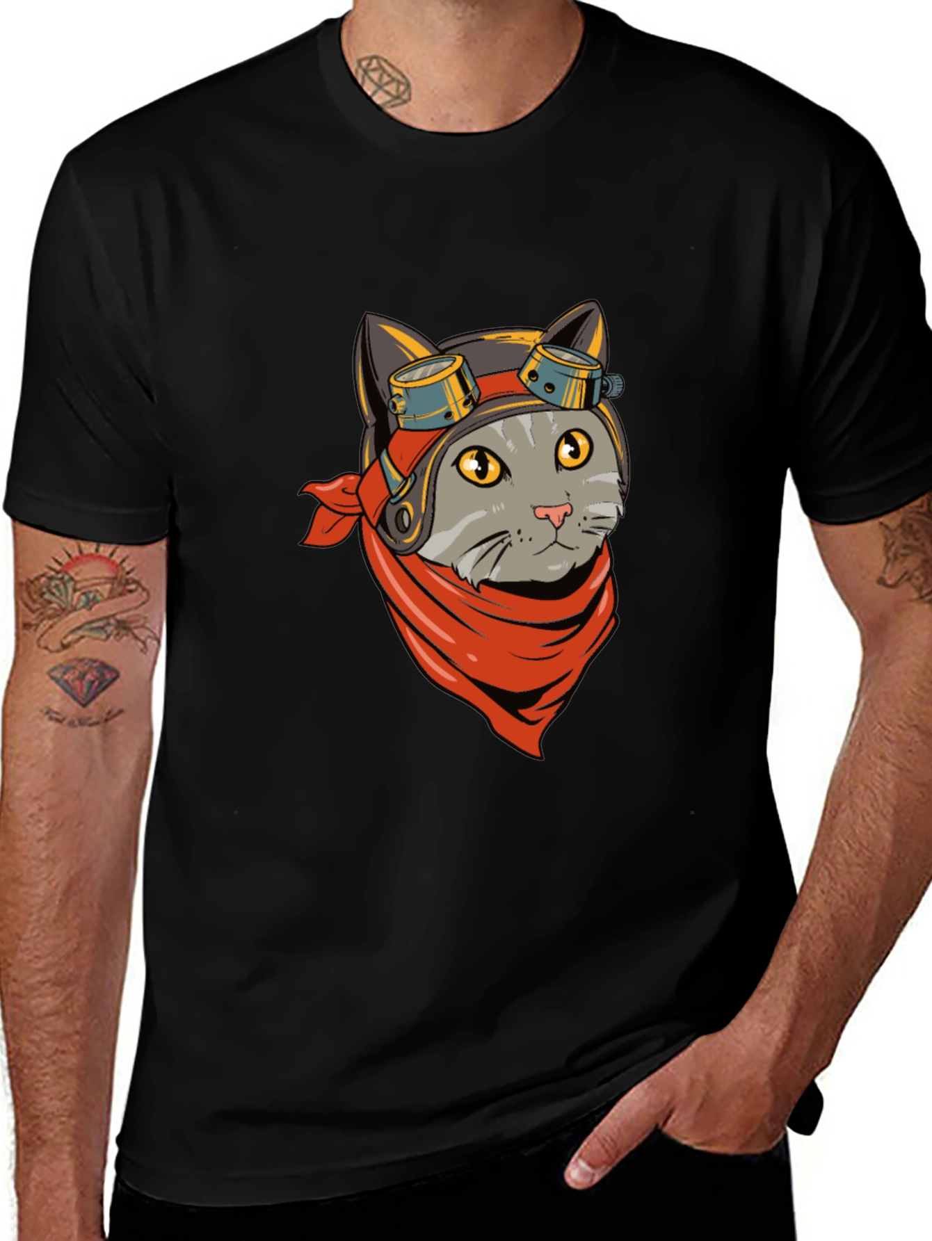 Variant 16 of Cat Pilot T-Shirt - Cool Graphic Tee