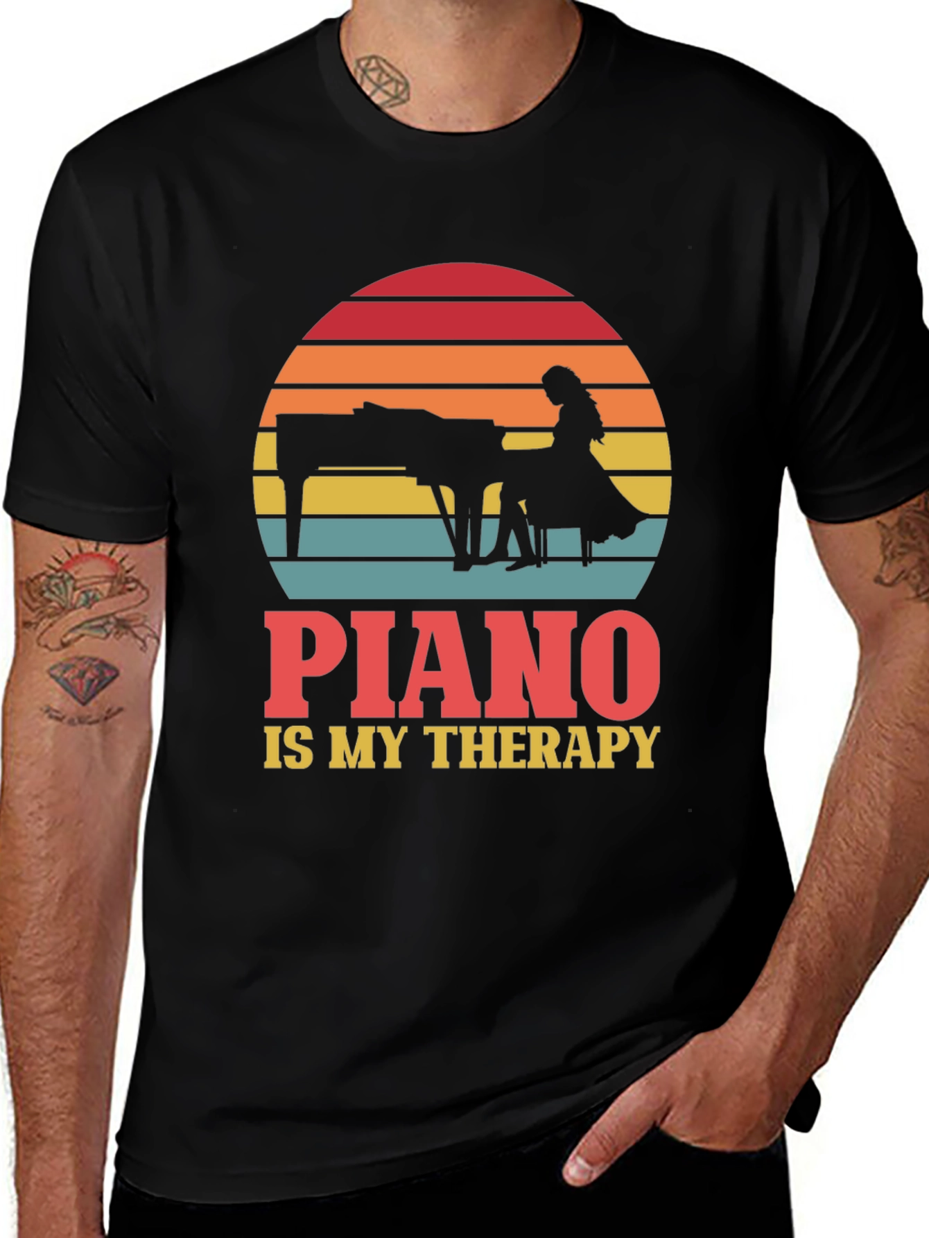 Variant 5 of Piano is My Therapy T-Shirt - Musician Gift Tee